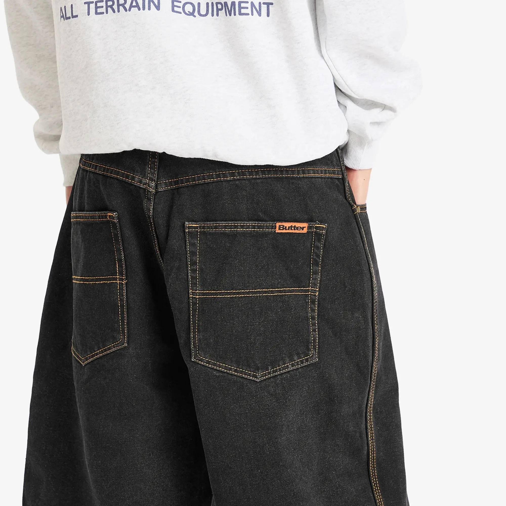 Butter Goods Men's Baggy Denim Shorts Washed Black