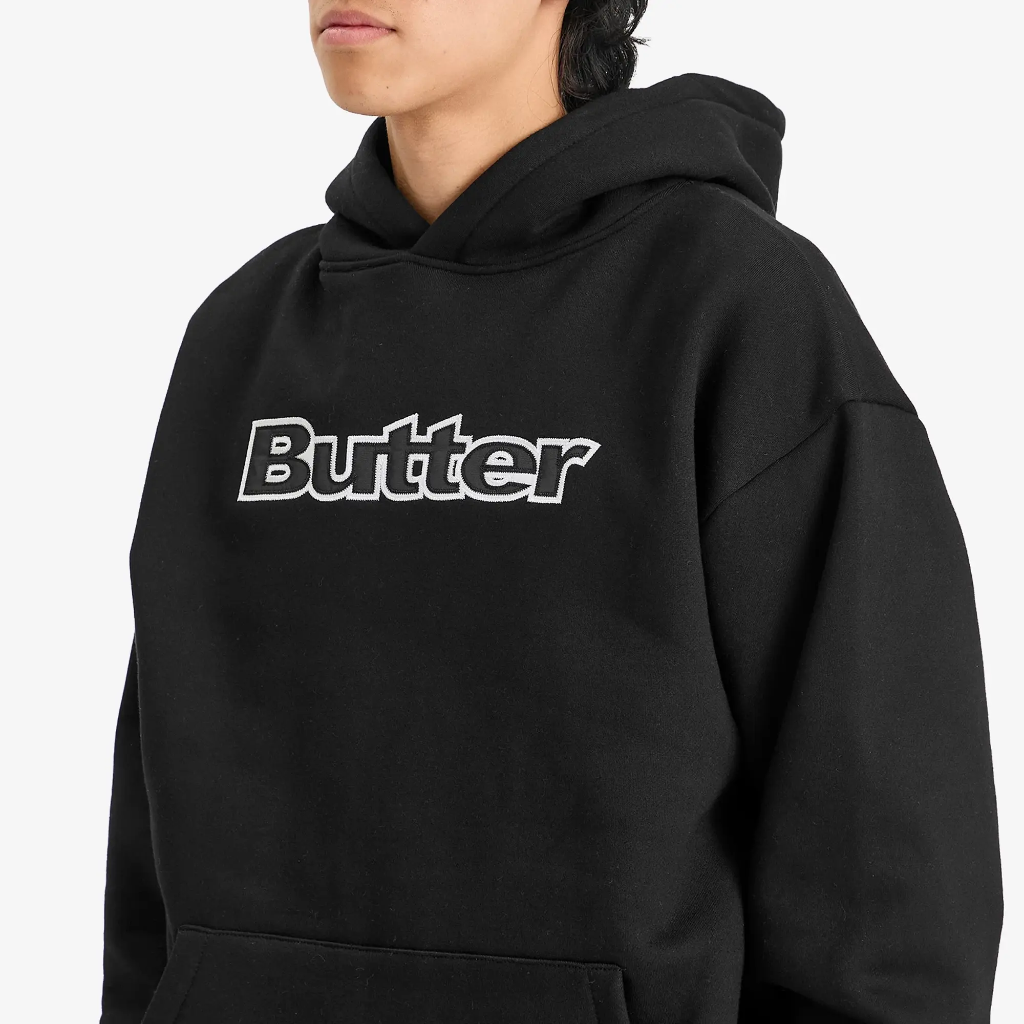 Butter Goods Men's Satin Logo Applique Hoodie Black