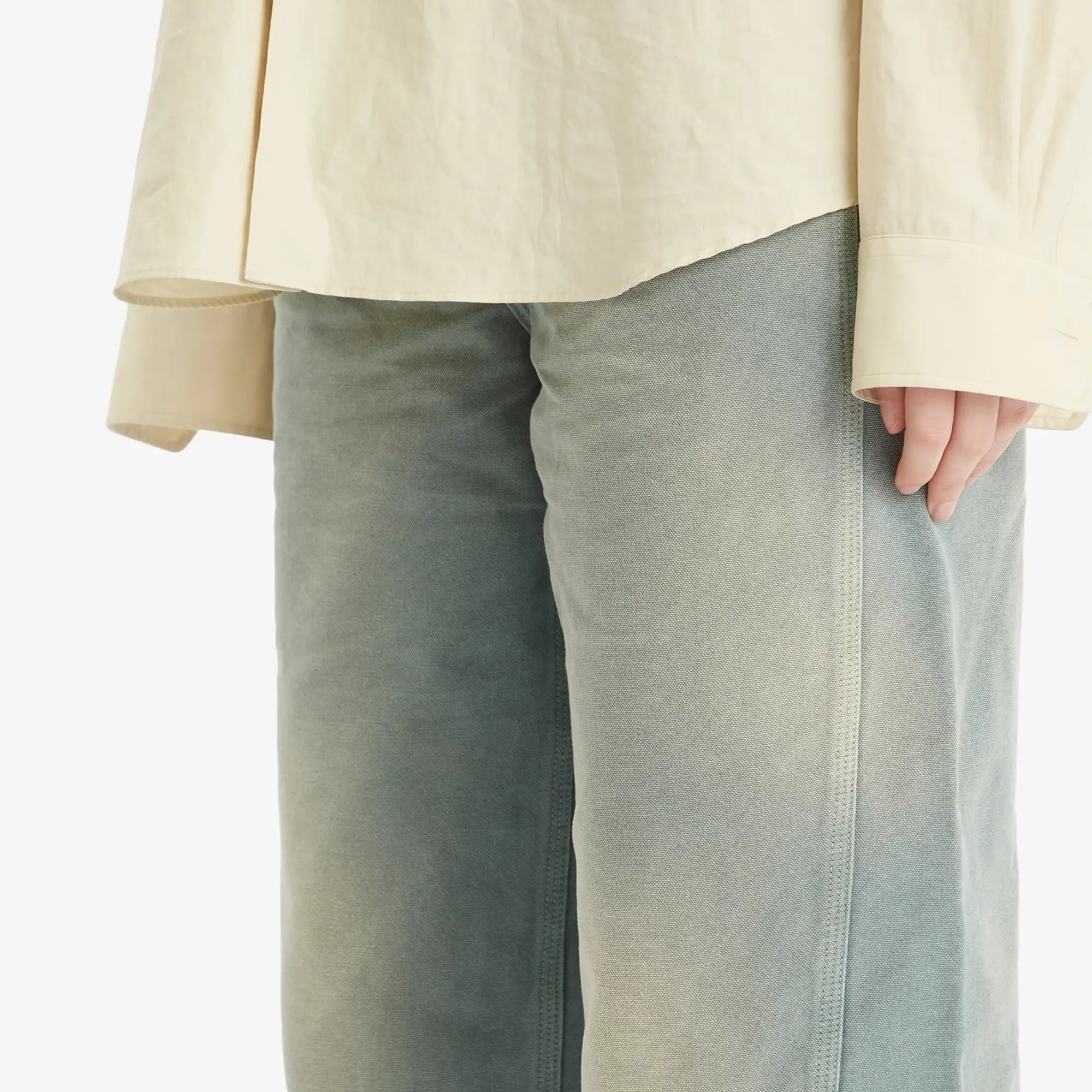 Auralee Women's Organic Cotton Duck Pants Ash Green