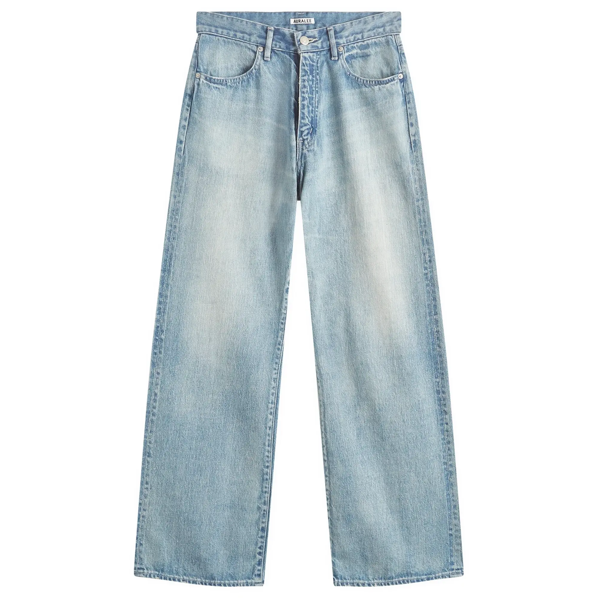 Auralee Women's Selvedge Faded Denim Pants Light Indigo