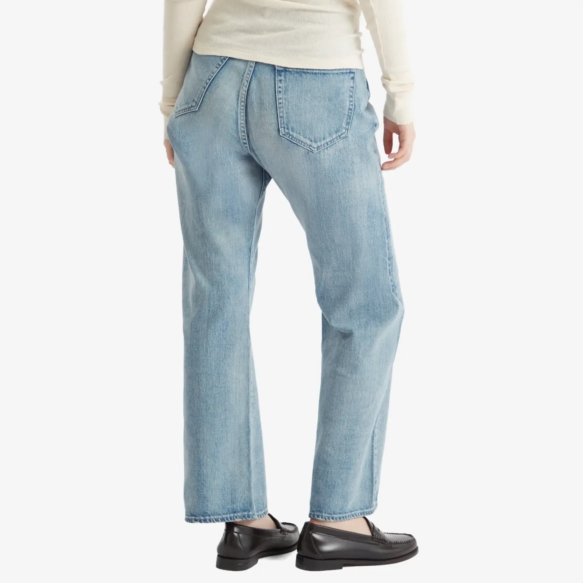 Auralee Women's Selvedge Faded Denim Pants Light Indigo