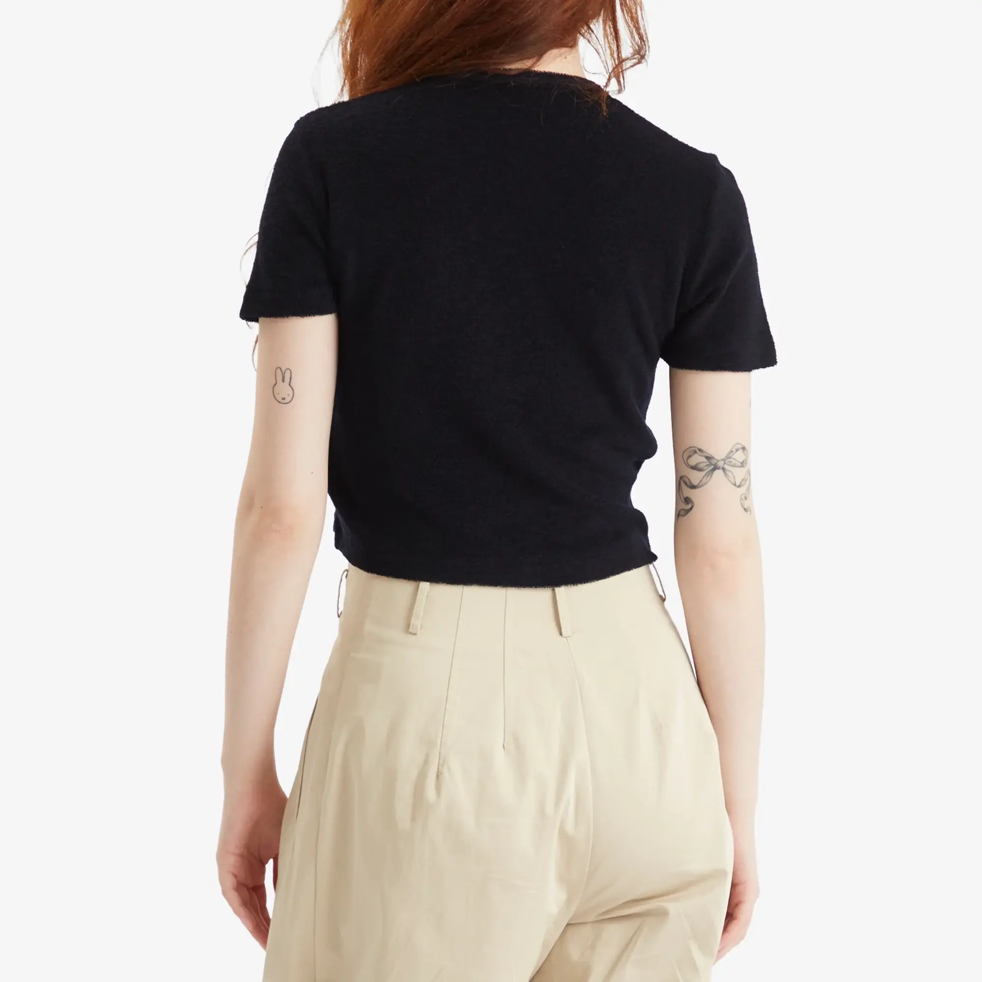 Auralee Women's Washable Wool Pile T-Shirt Navy