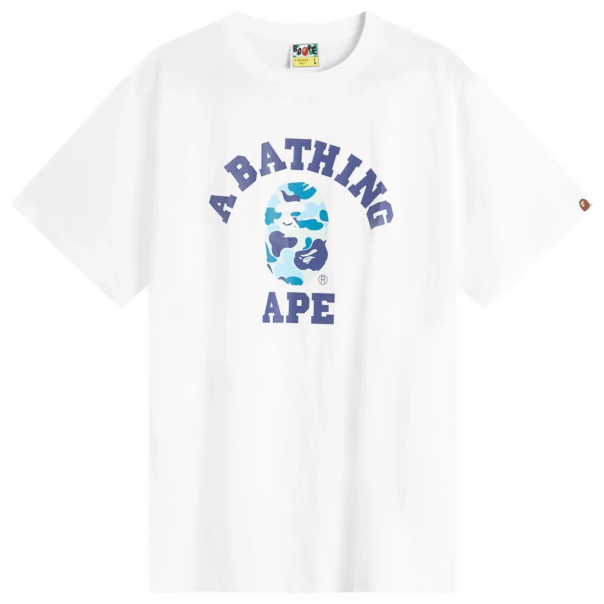 A Bathing Ape Men's Abc Camo College Tee White X Blue