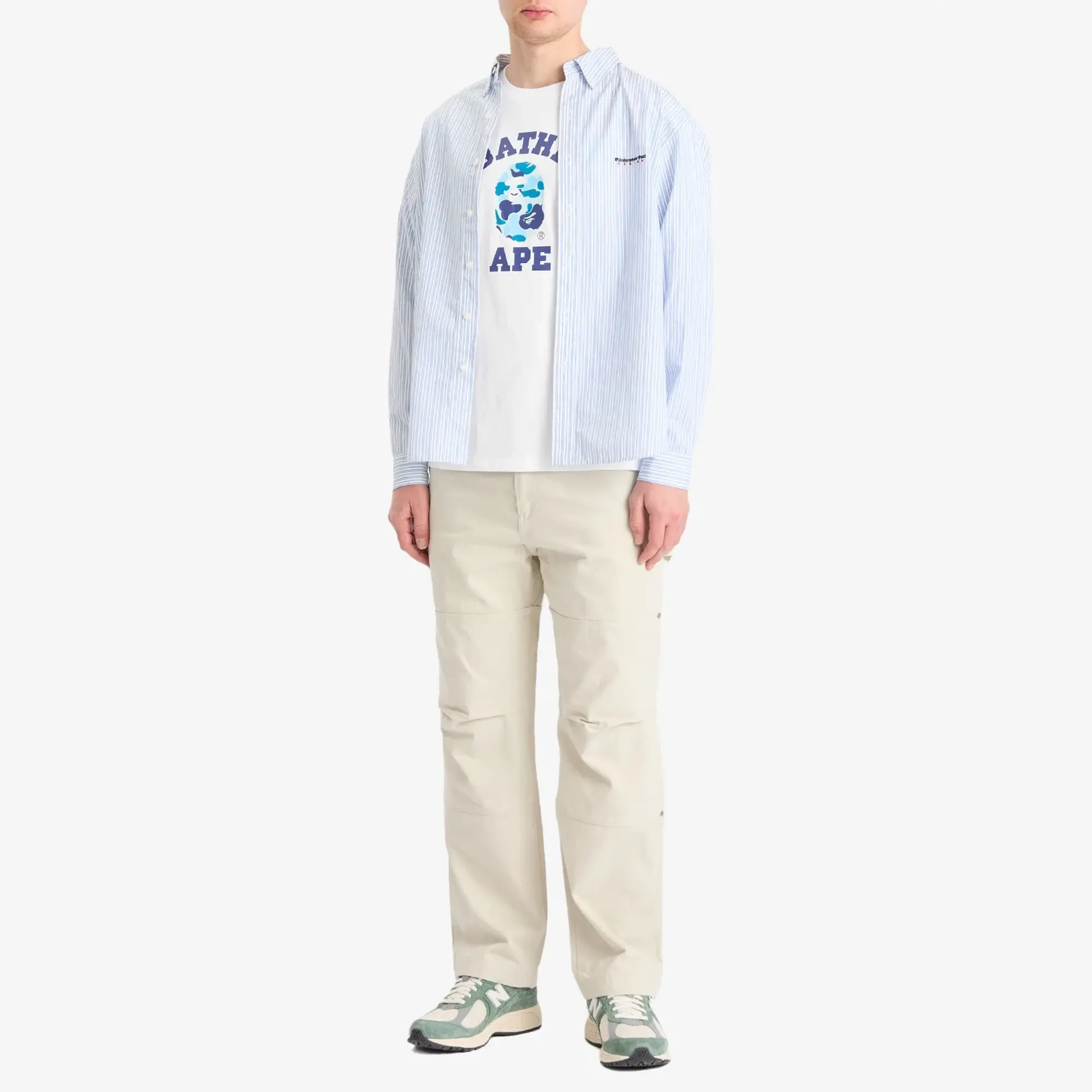 A Bathing Ape Men's Abc Camo College Tee White X Blue