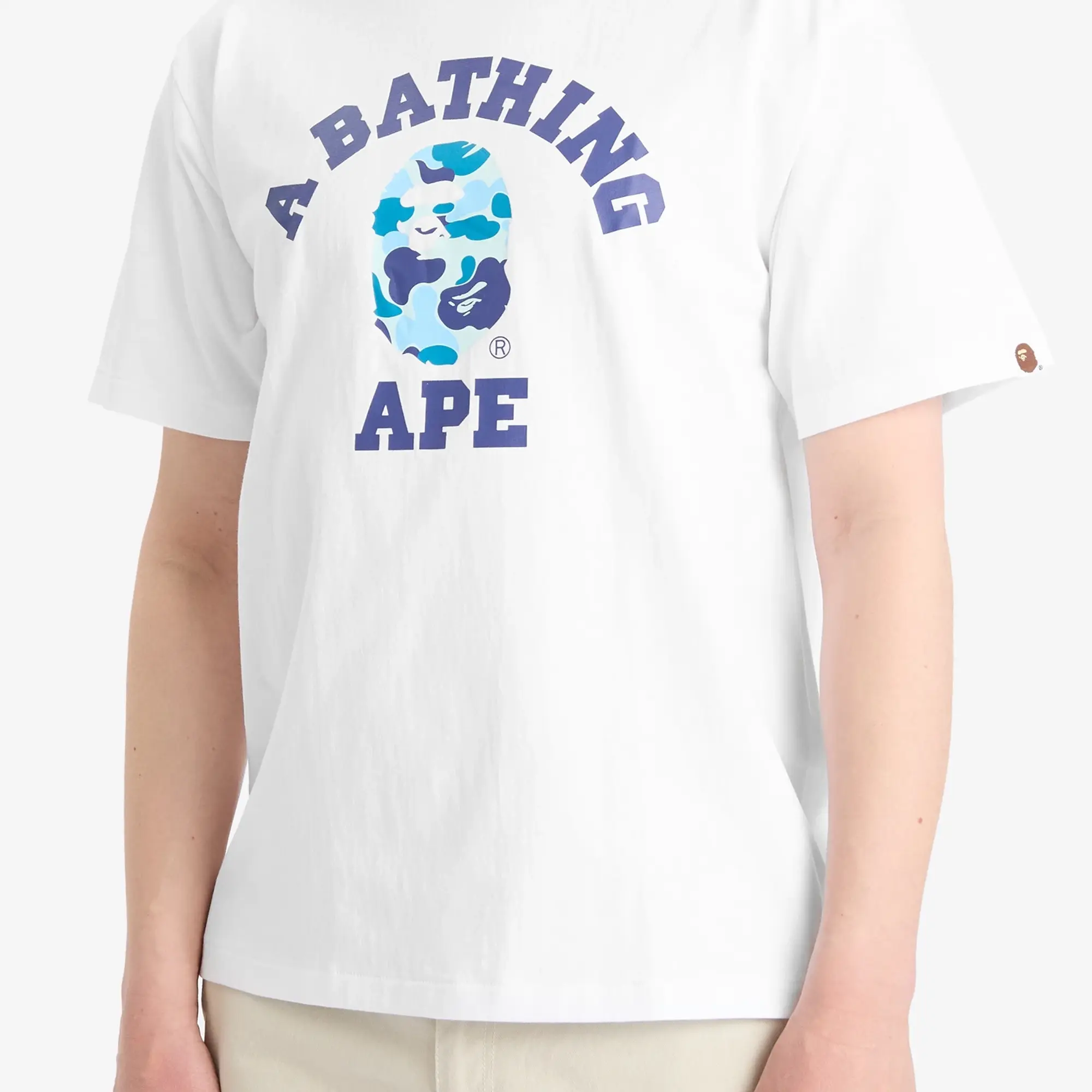 A Bathing Ape Men's Abc Camo College Tee White X Blue