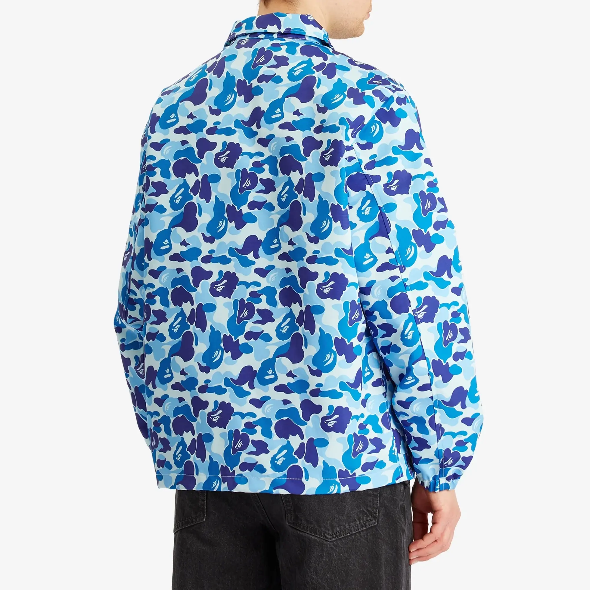 A Bathing Ape Men's Abc Camo Nyc Logo Coach Jacket Blue