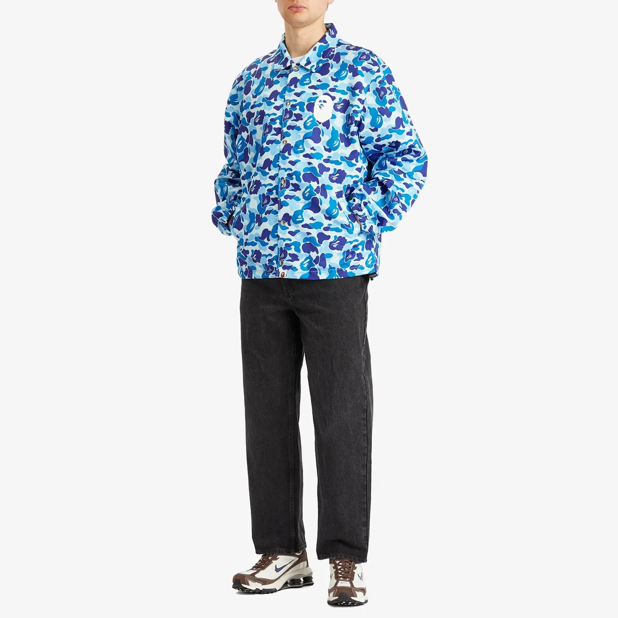A Bathing Ape Men's Abc Camo Nyc Logo Coach Jacket Blue
