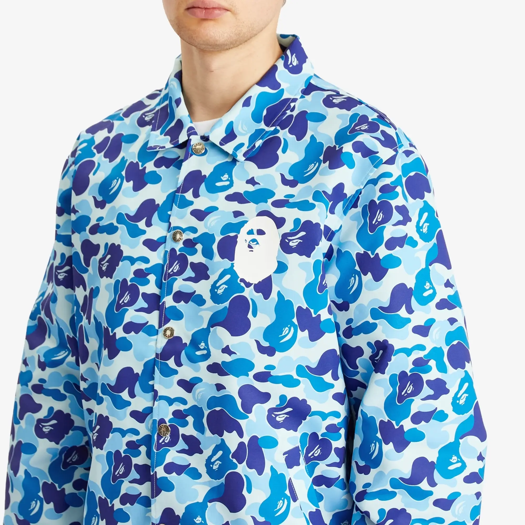 A Bathing Ape Men's Abc Camo Nyc Logo Coach Jacket Blue