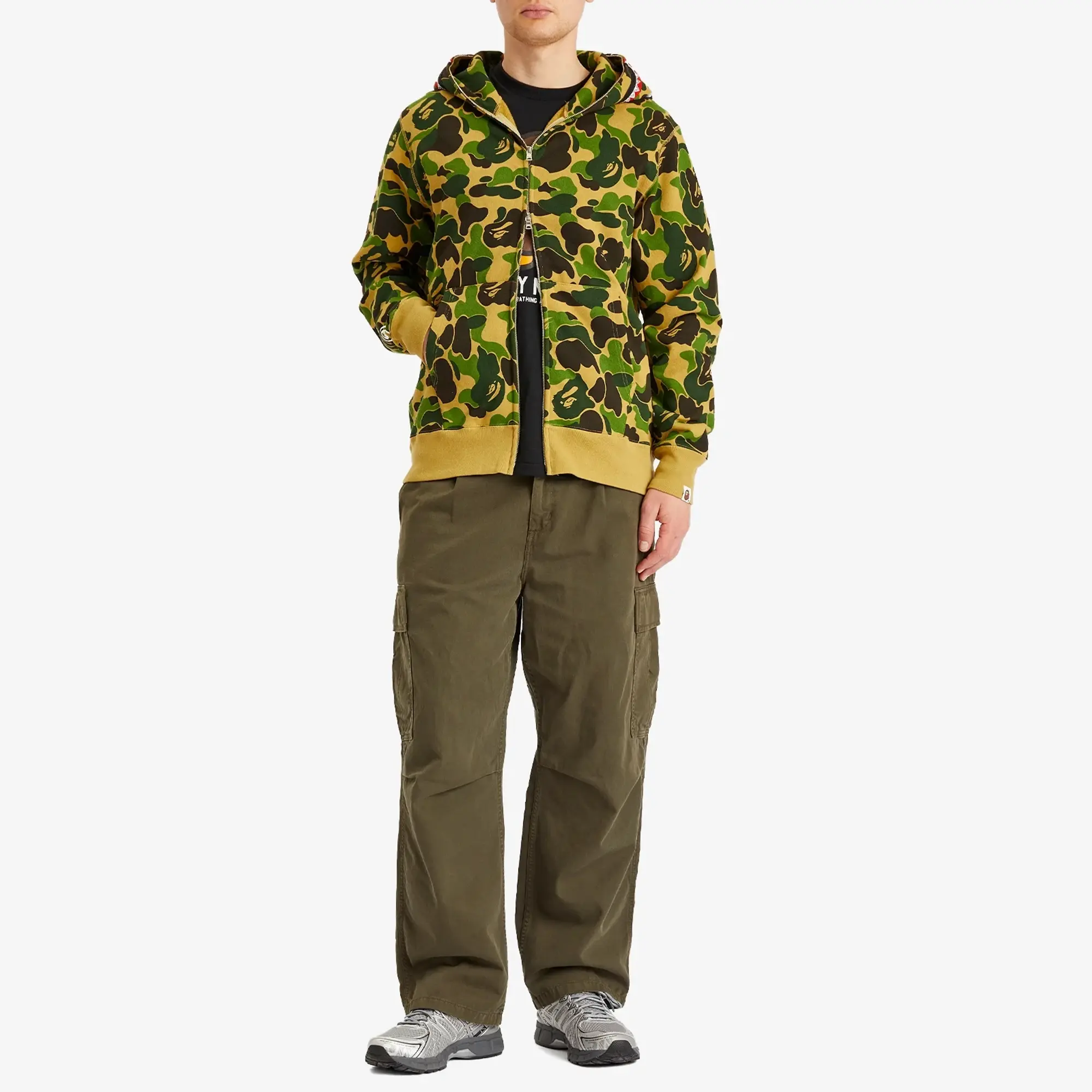 A Bathing Ape Men's Abc Camo Crystal Stone Shark Full Zip Hoodie Green