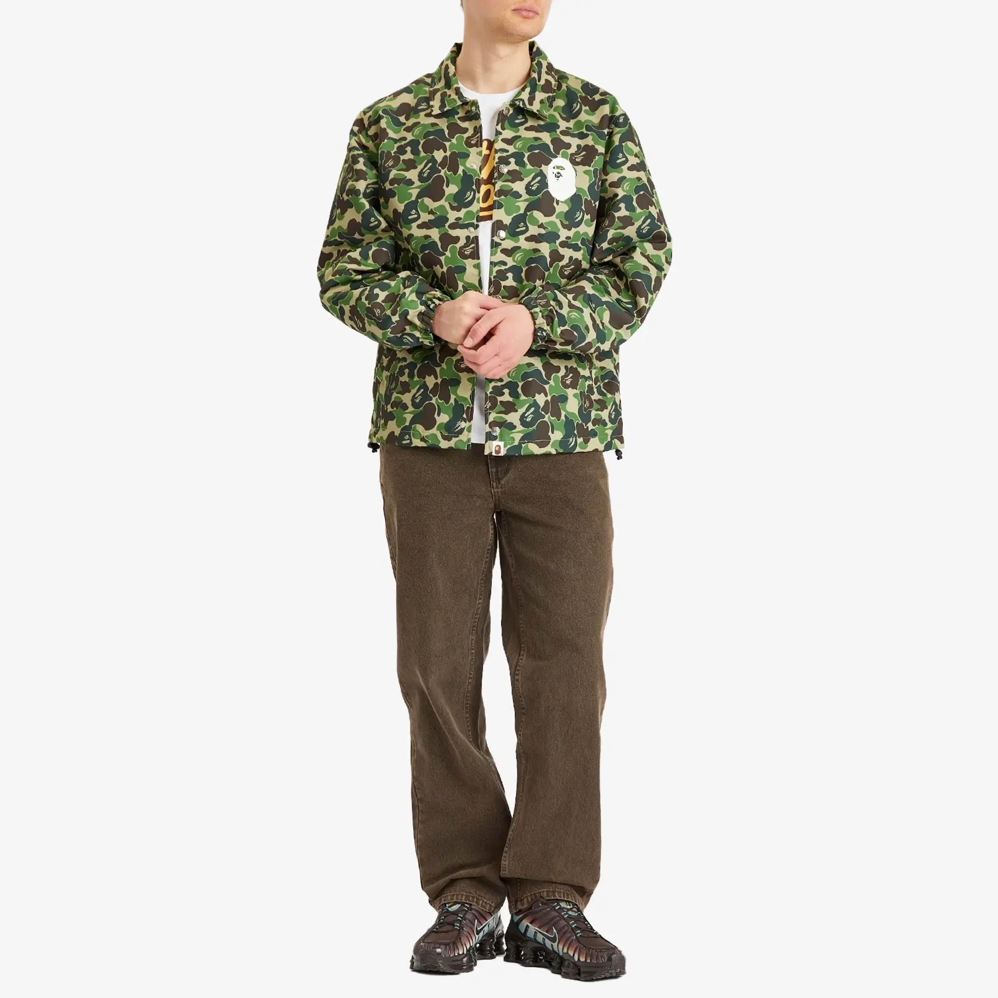 A Bathing Ape Men's Abc Camo Nyc Logo Coach Jacket Green