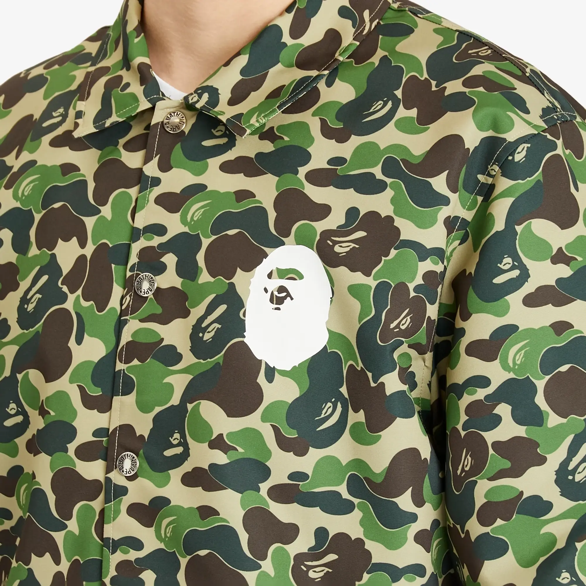 A Bathing Ape Men's Abc Camo Nyc Logo Coach Jacket Green