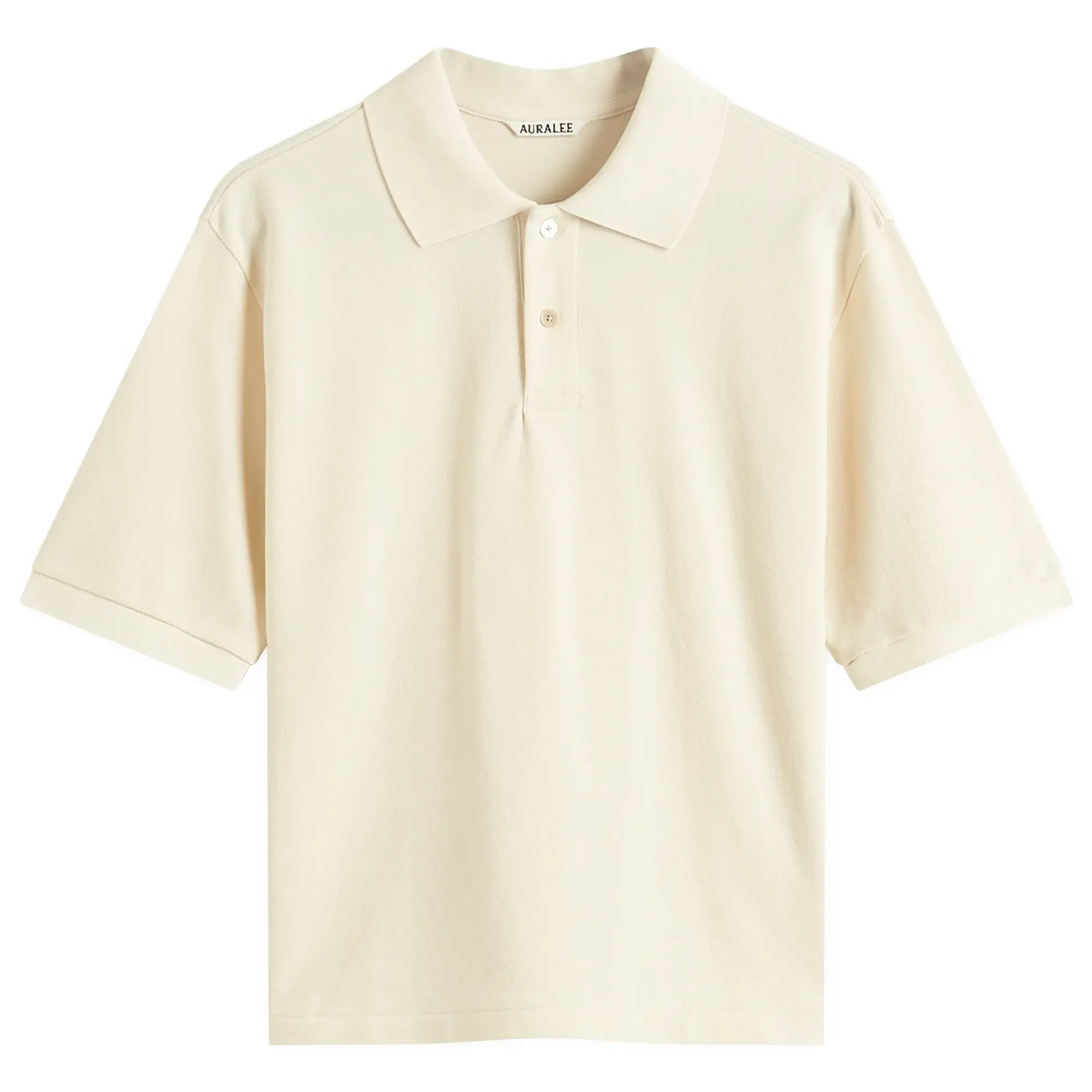 Auralee Women's High Gauge Pique Polo Ivory
