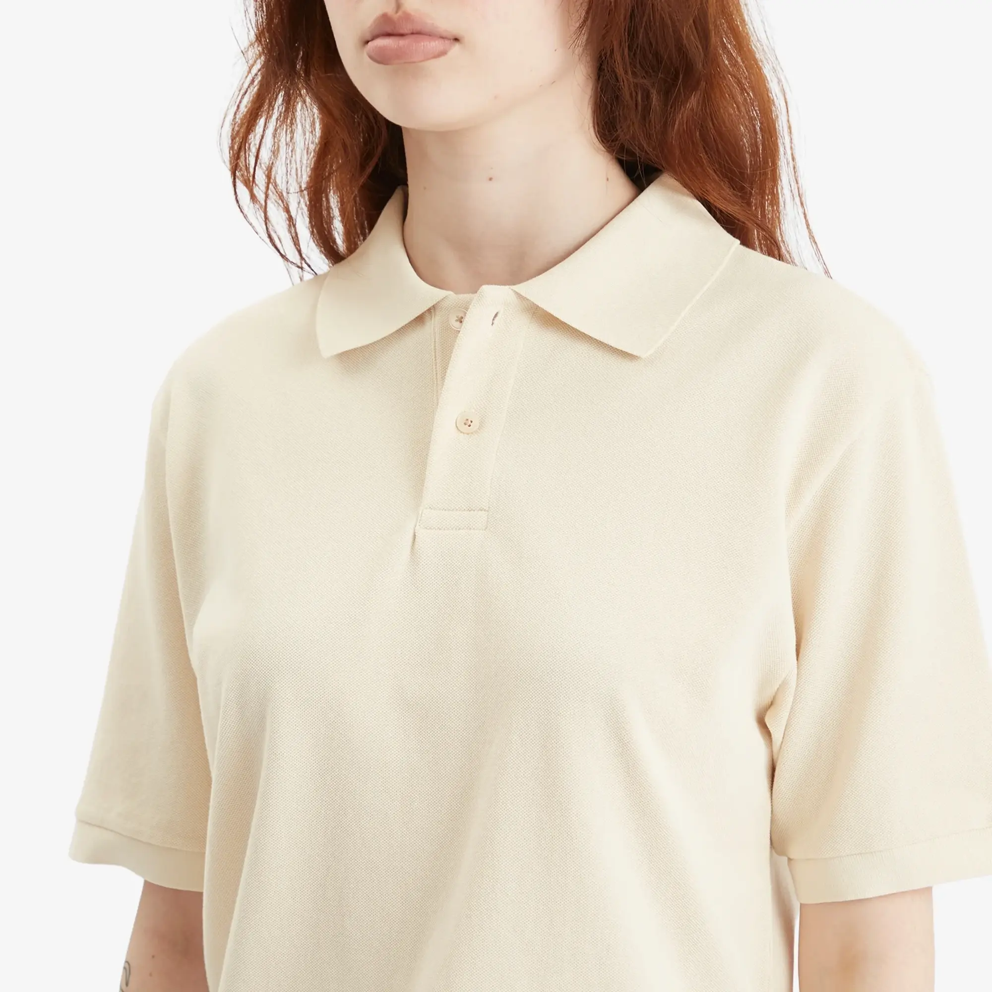 Auralee Women's High Gauge Pique Polo Ivory
