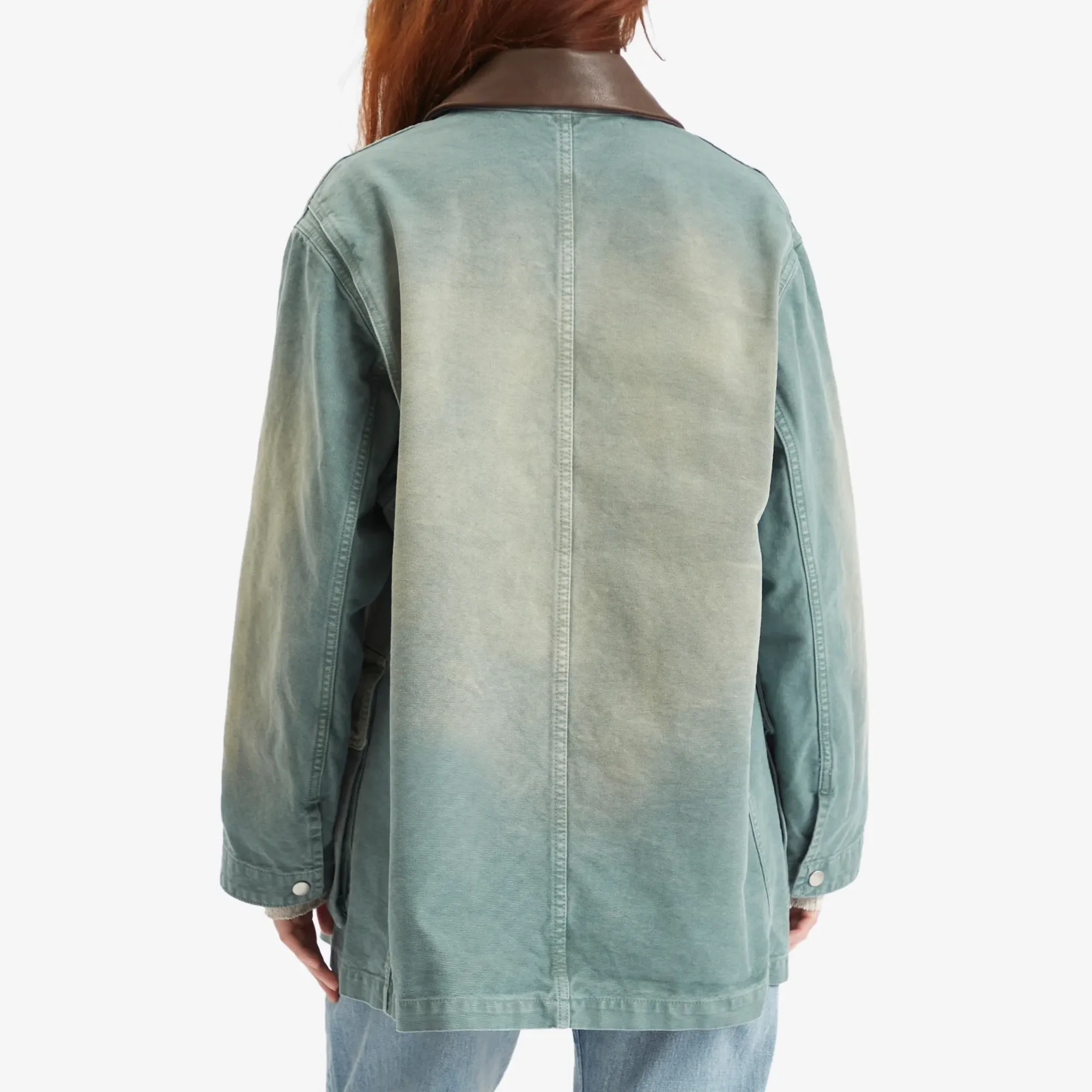 Auralee Women's Organic Cotton Duck Blouson Ash Green | A25SB03CD