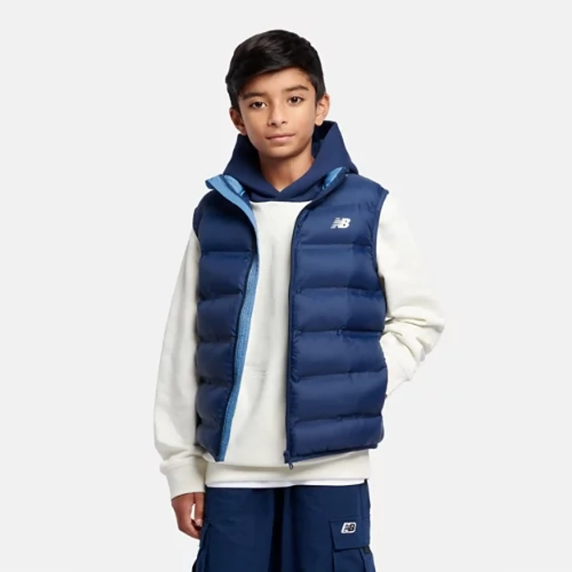 New Balance Boys Bond Quilted Vest in Blue Nylon