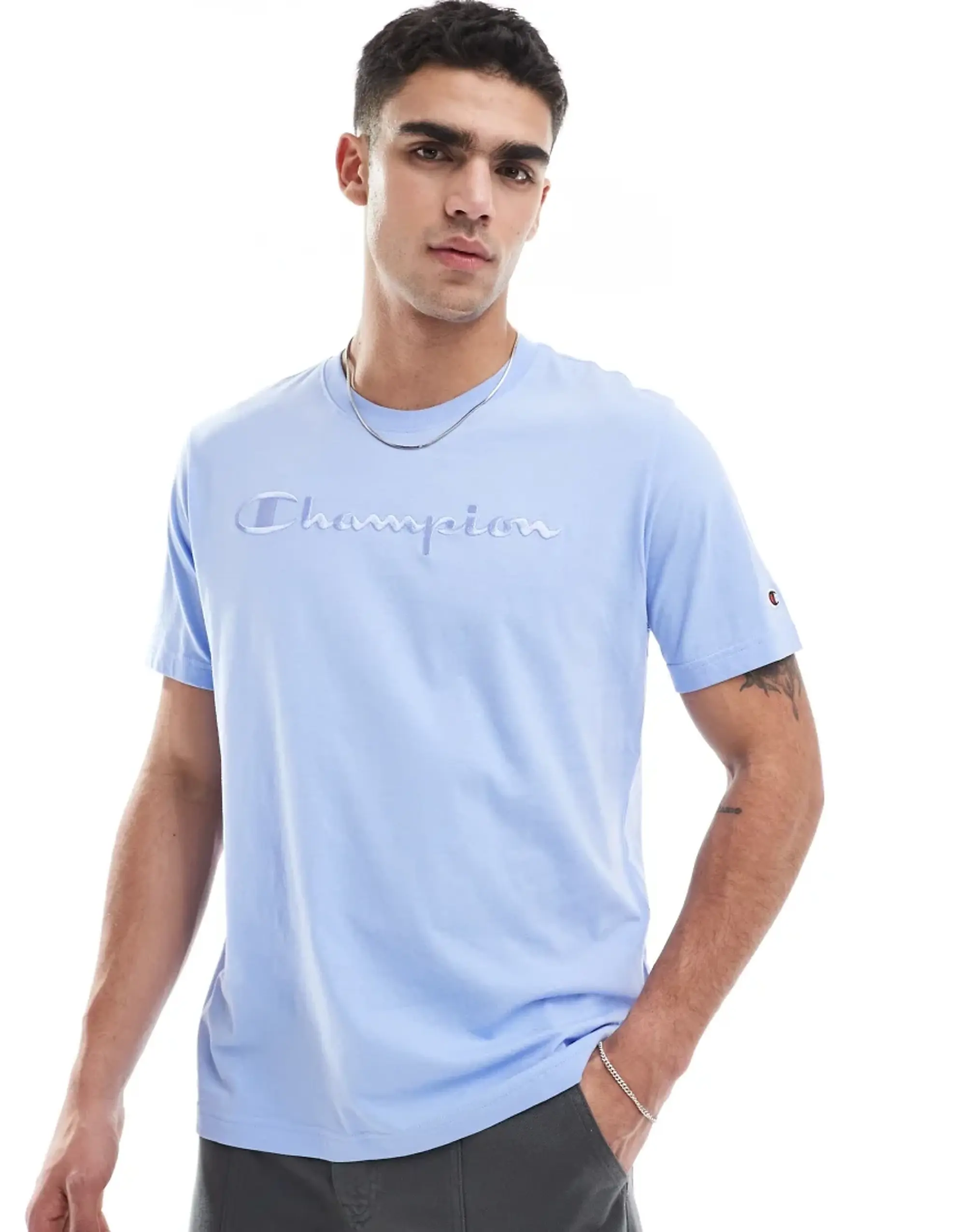 Champion Tonal Logo Short Sleeve T-Shirt In Blue