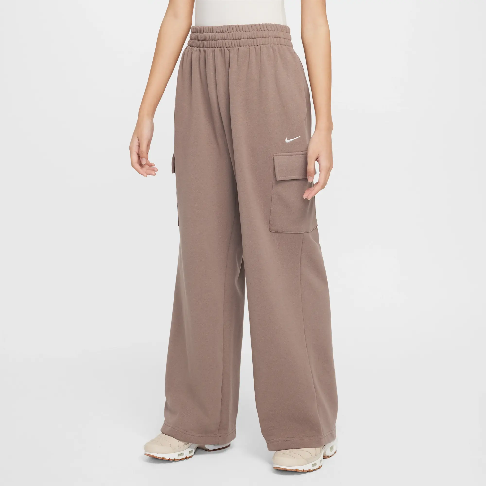 Nike Sportswear Girls' Dri-FIT Oversized Fleece Trousers - Brown - Cotton/Polyester