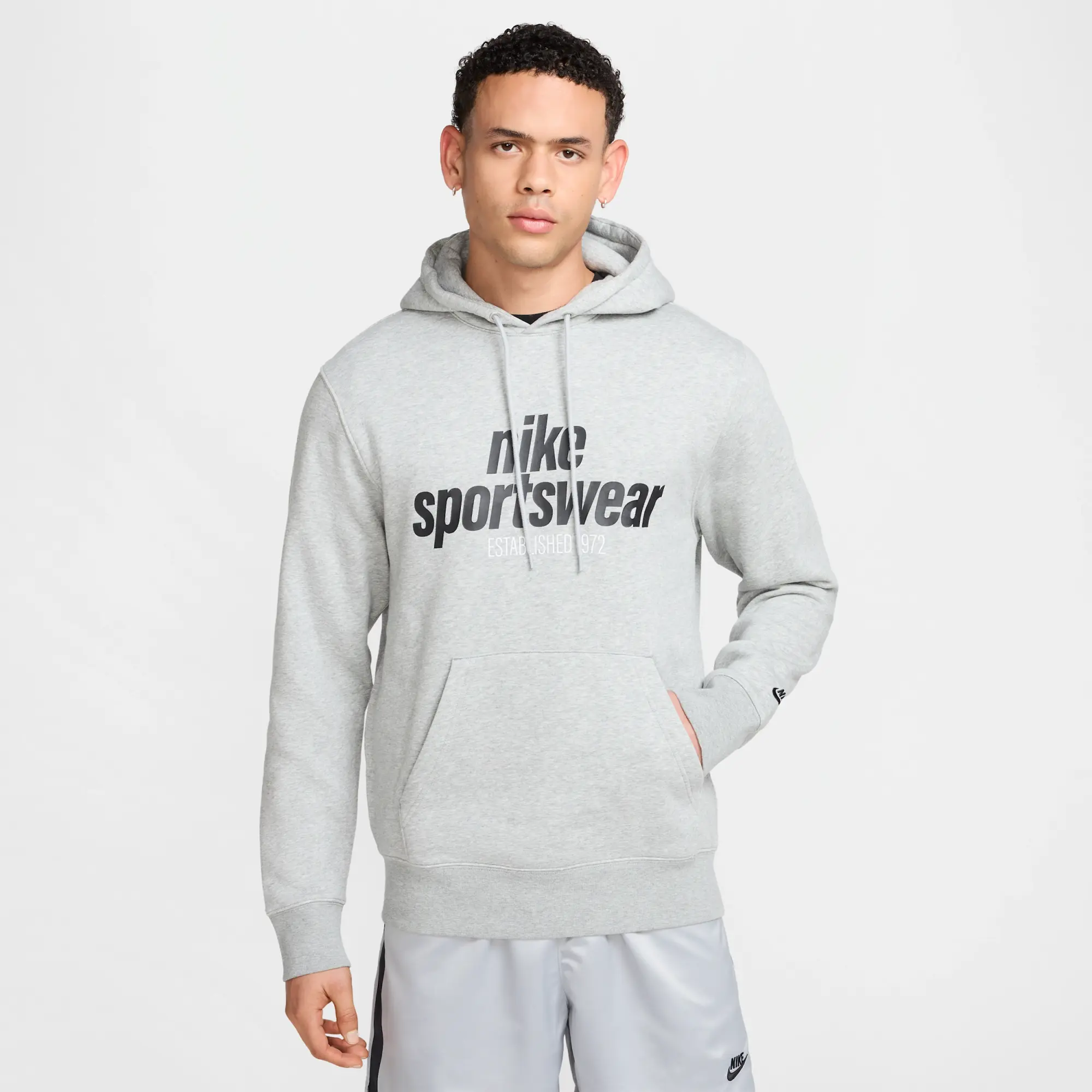 Nike Club Men's Fleece Pullover Hoodie - Grey - Cotton/Polyester