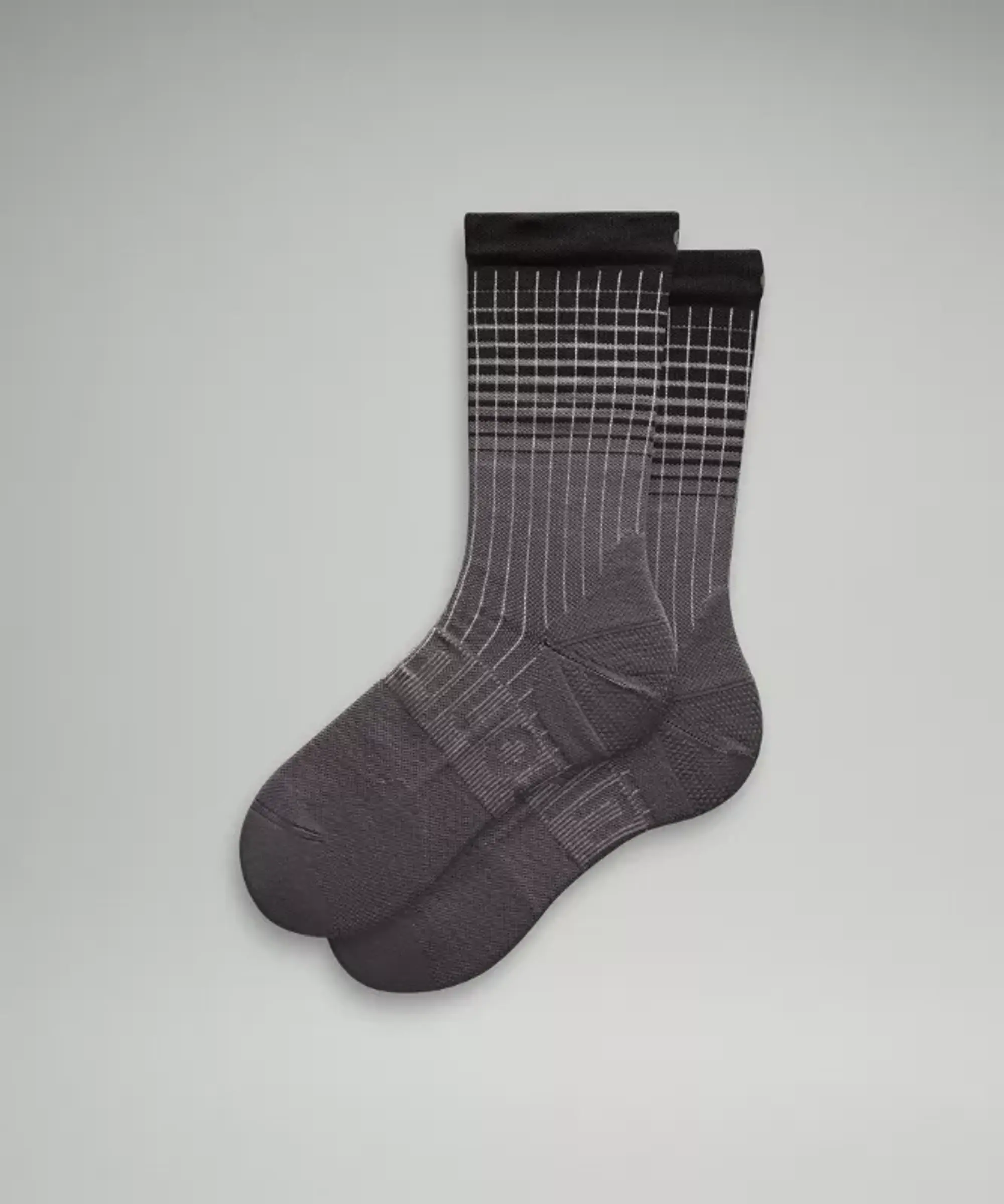 lululemon – Men's Power Stride Crew Socks Reflective – Color Black/Grey – Size L