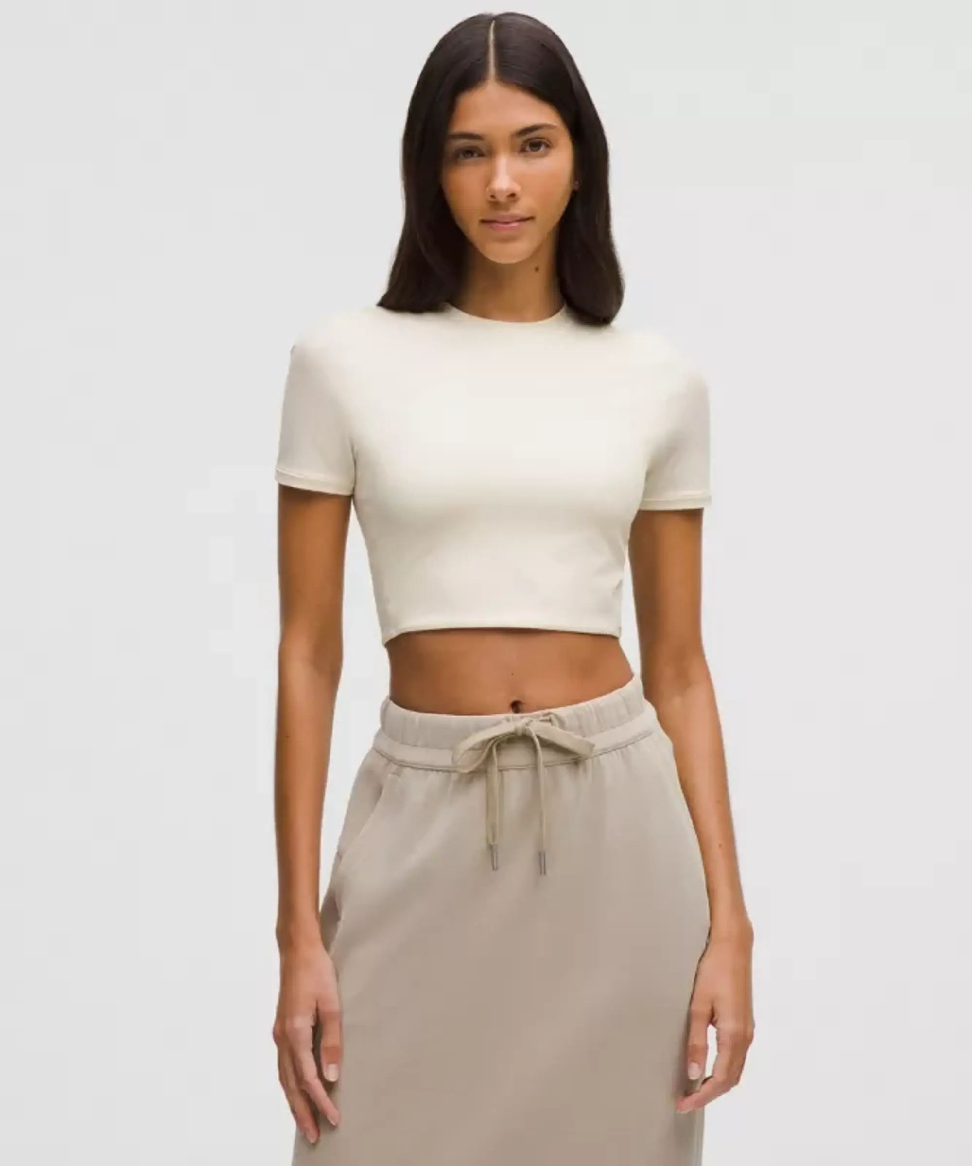 lululemon – Women's Wundermost Ultra-Soft Nulu Crewneck Cropped T-Shirt – Color White – Size L