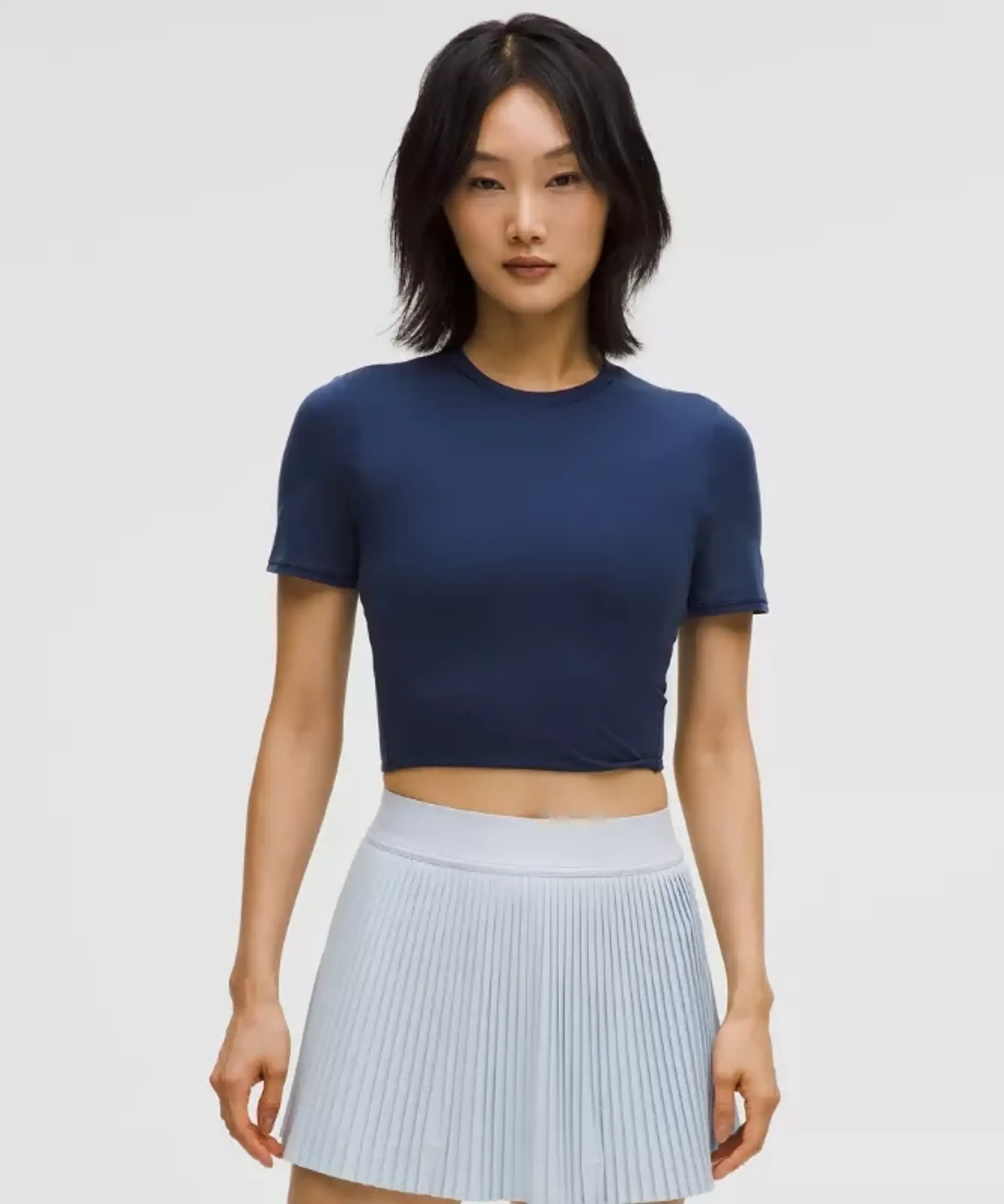 lululemon – Women's Wundermost Ultra-Soft Nulu Crewneck Cropped T-Shirt – Color Blue – Size L