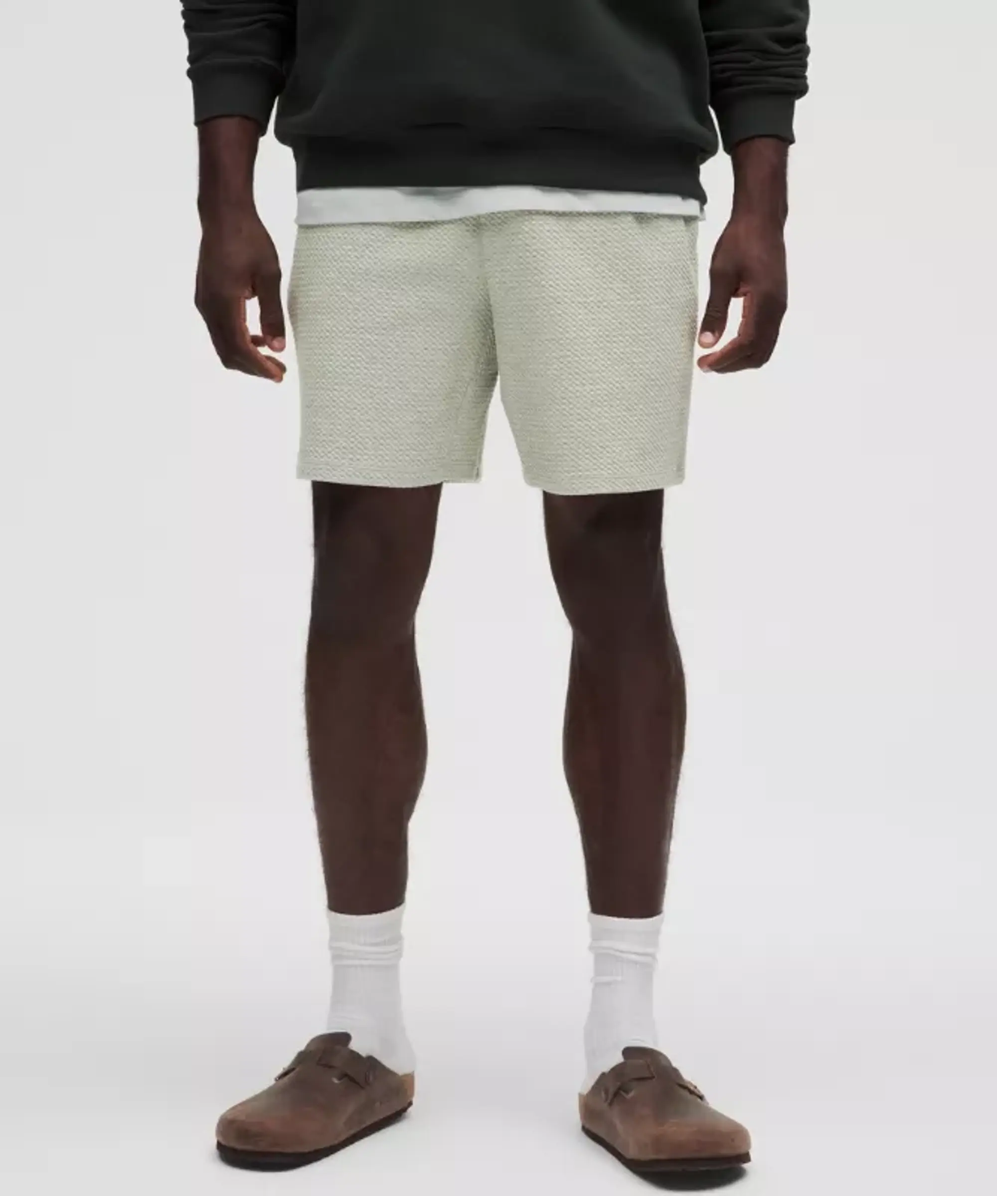 lululemon – Men's Textured Double-Knit Shorts – 7" – Color Green/Black – Size L