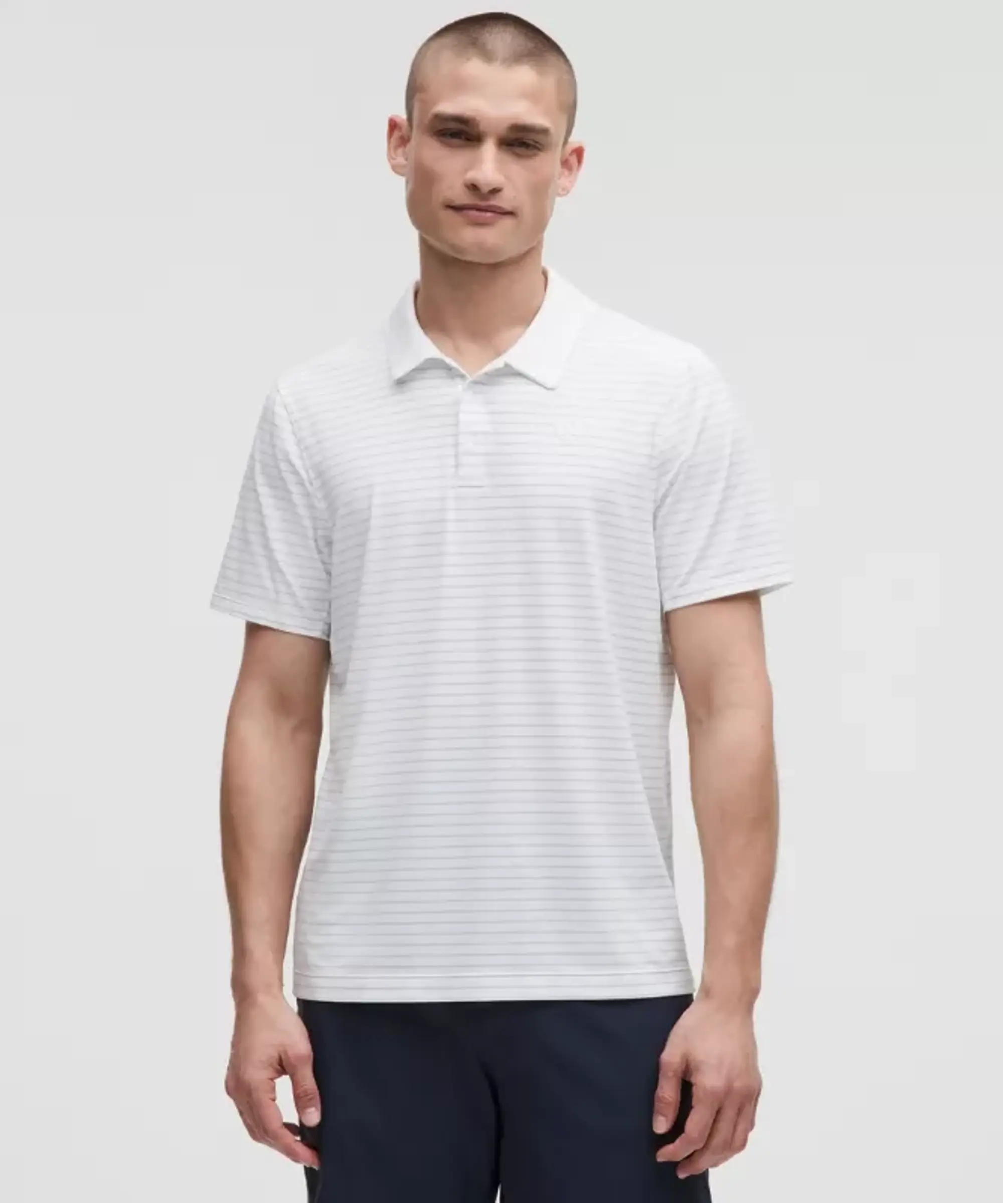 lululemon – Men's Logo Sport Polo Short-Sleeve Fit – Color White/Blue – Size L