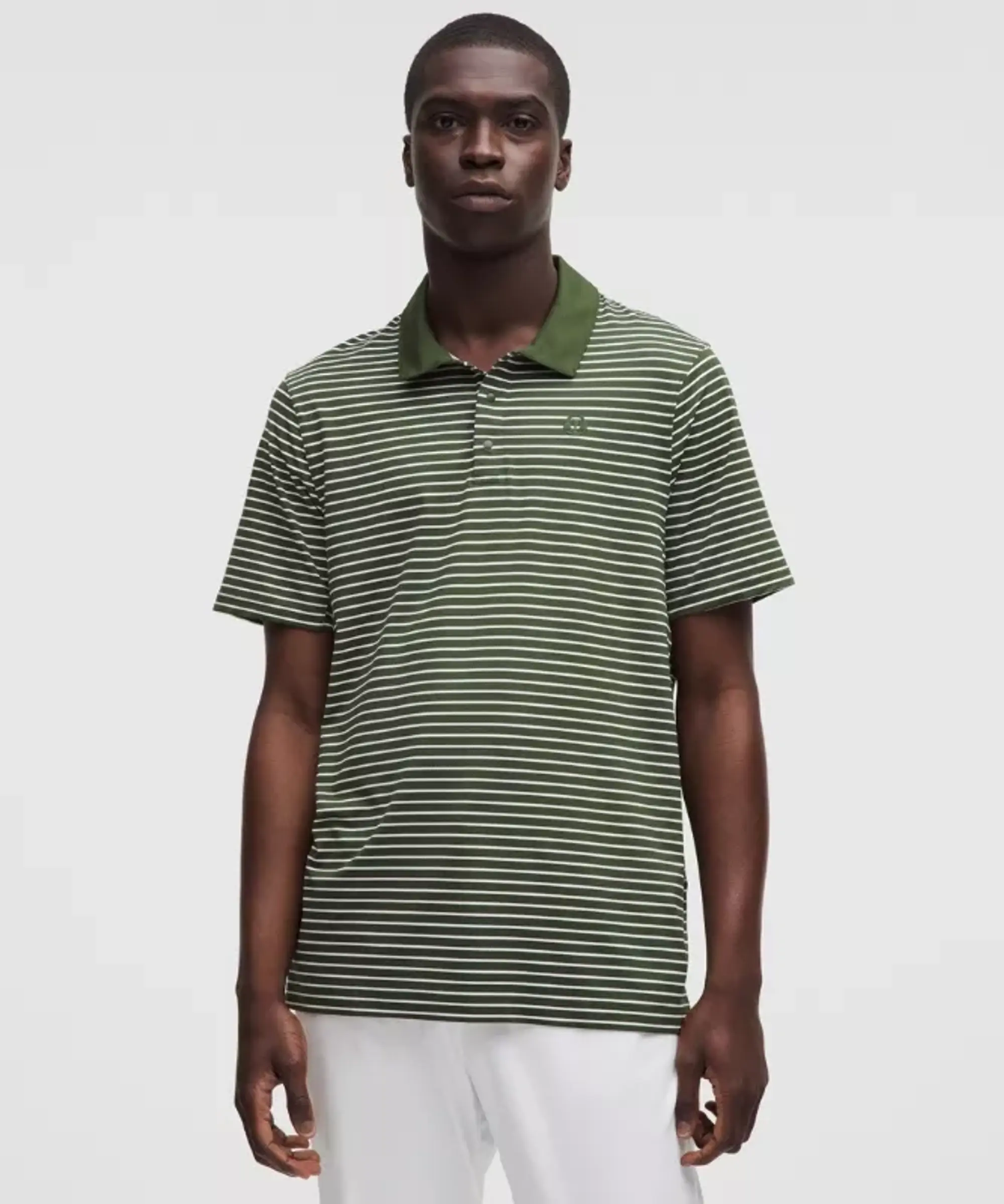 lululemon – Men's Logo Sport Polo Short-Sleeve Fit – Color White/Green – Size L