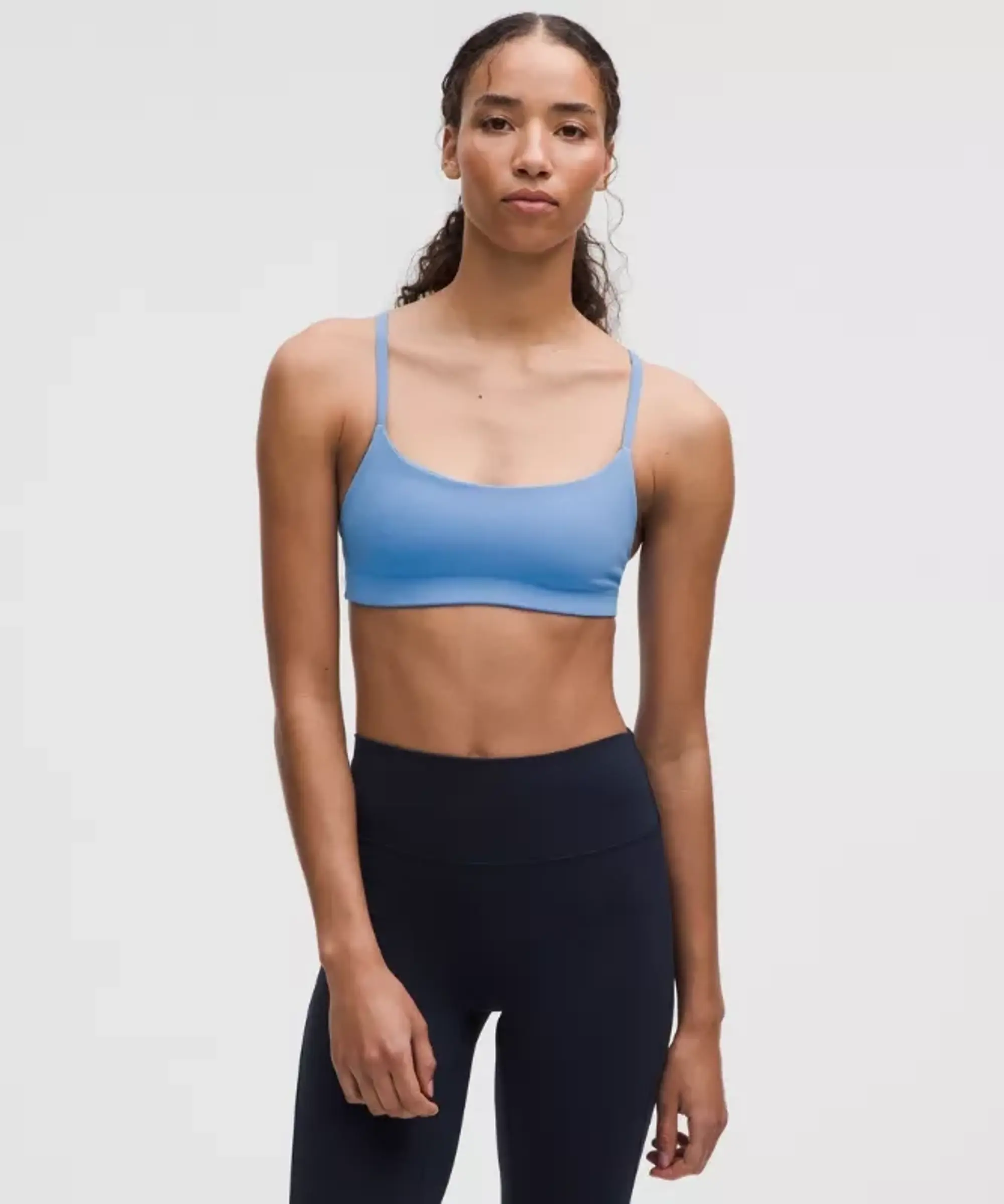 lululemon – Women's Wunder Train Strappy Racer Sports Bra Light Support, A/B Cup – Color Blue – Size 10