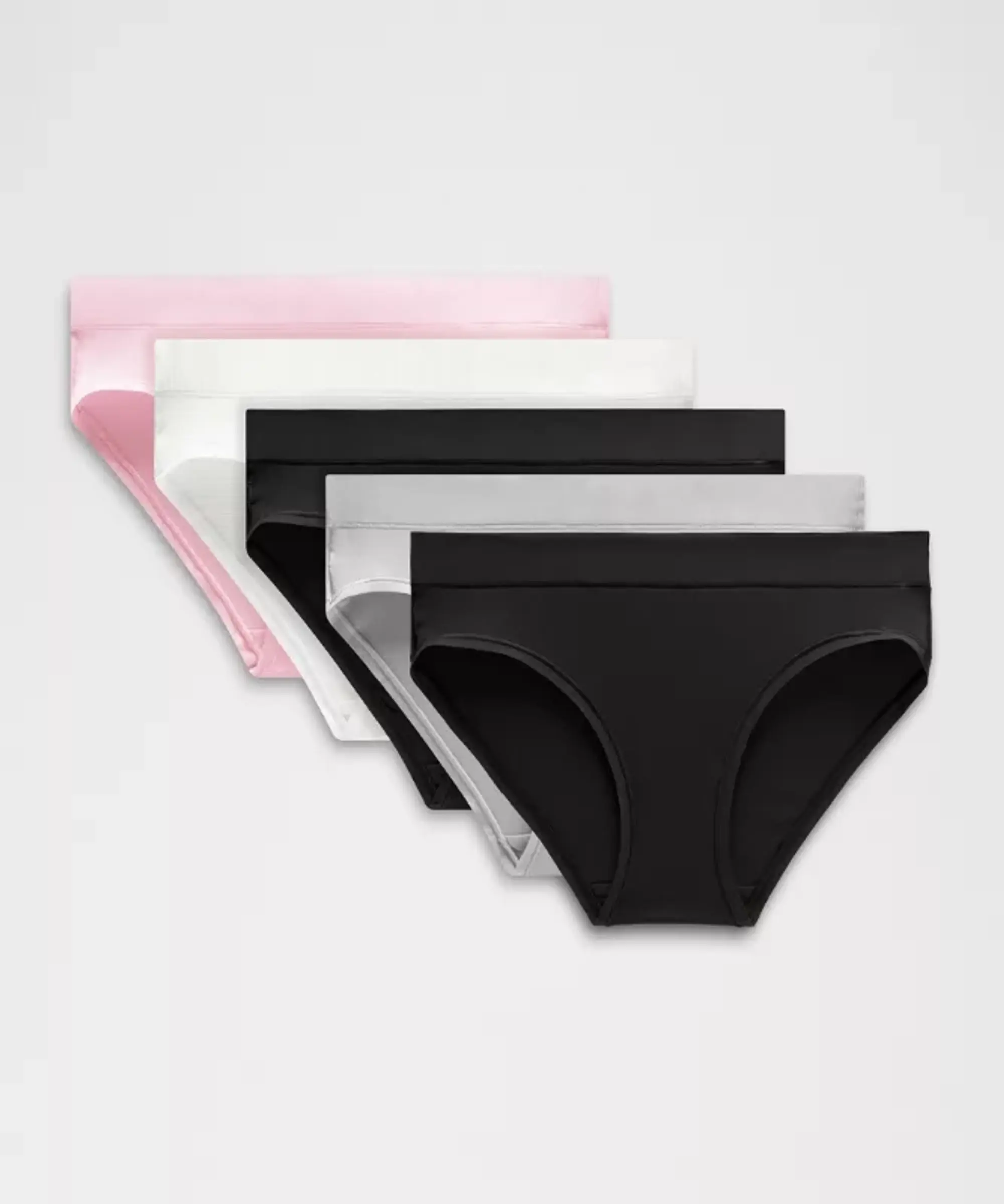 lululemon – Women's UnderEase Mid-Rise Bikini Underwear 5 Pack – Color Black/Silver – Size L