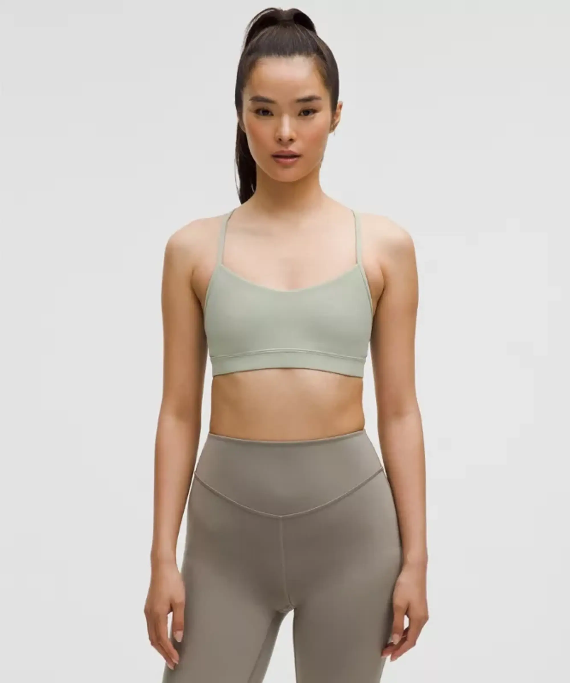 lululemon – Women's Flow Y Sports Bra Nulu Light Support, A-C Cups – Color Green/Pastel – Size 10