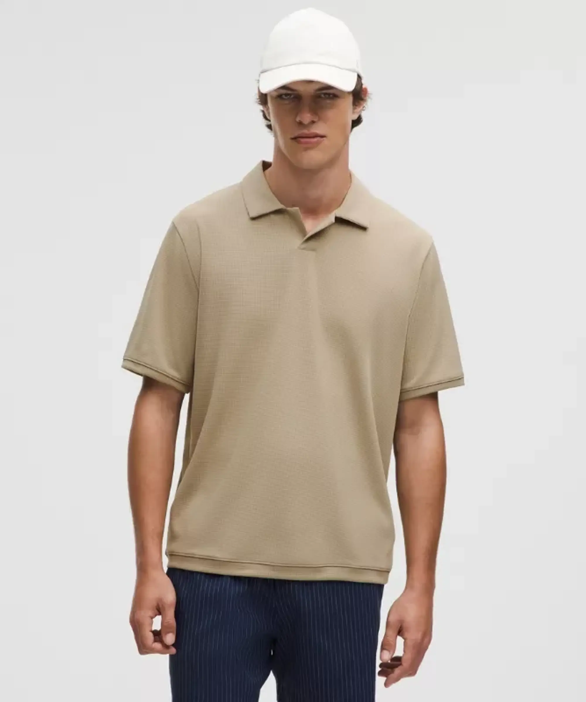 lululemon – Men's Textured Mesh Short-Sleeve Polo Shirt – Color Brown – Size L