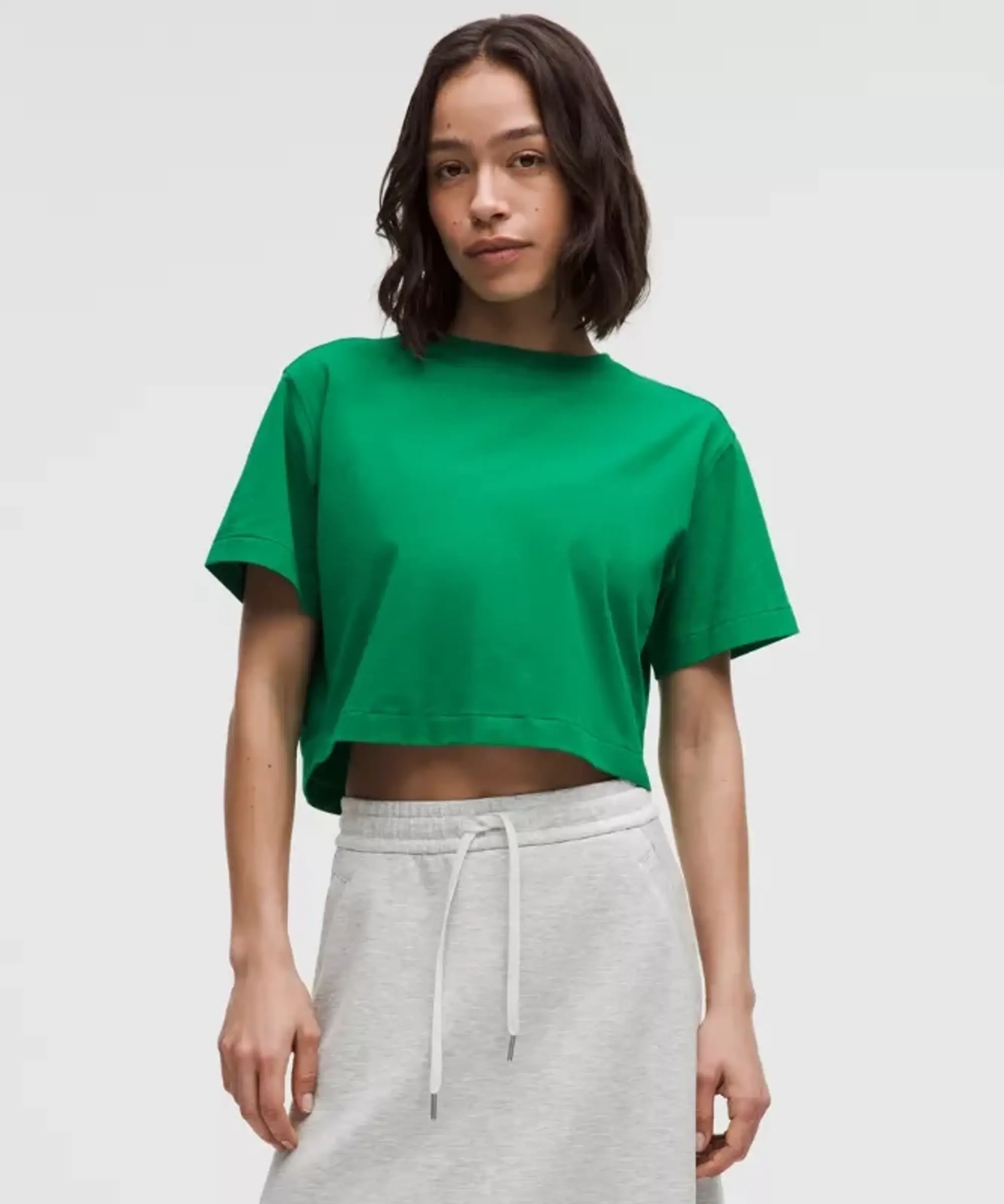 lululemon – Women's All Yours Organic Cropped T-Shirt – Color Green – Size L