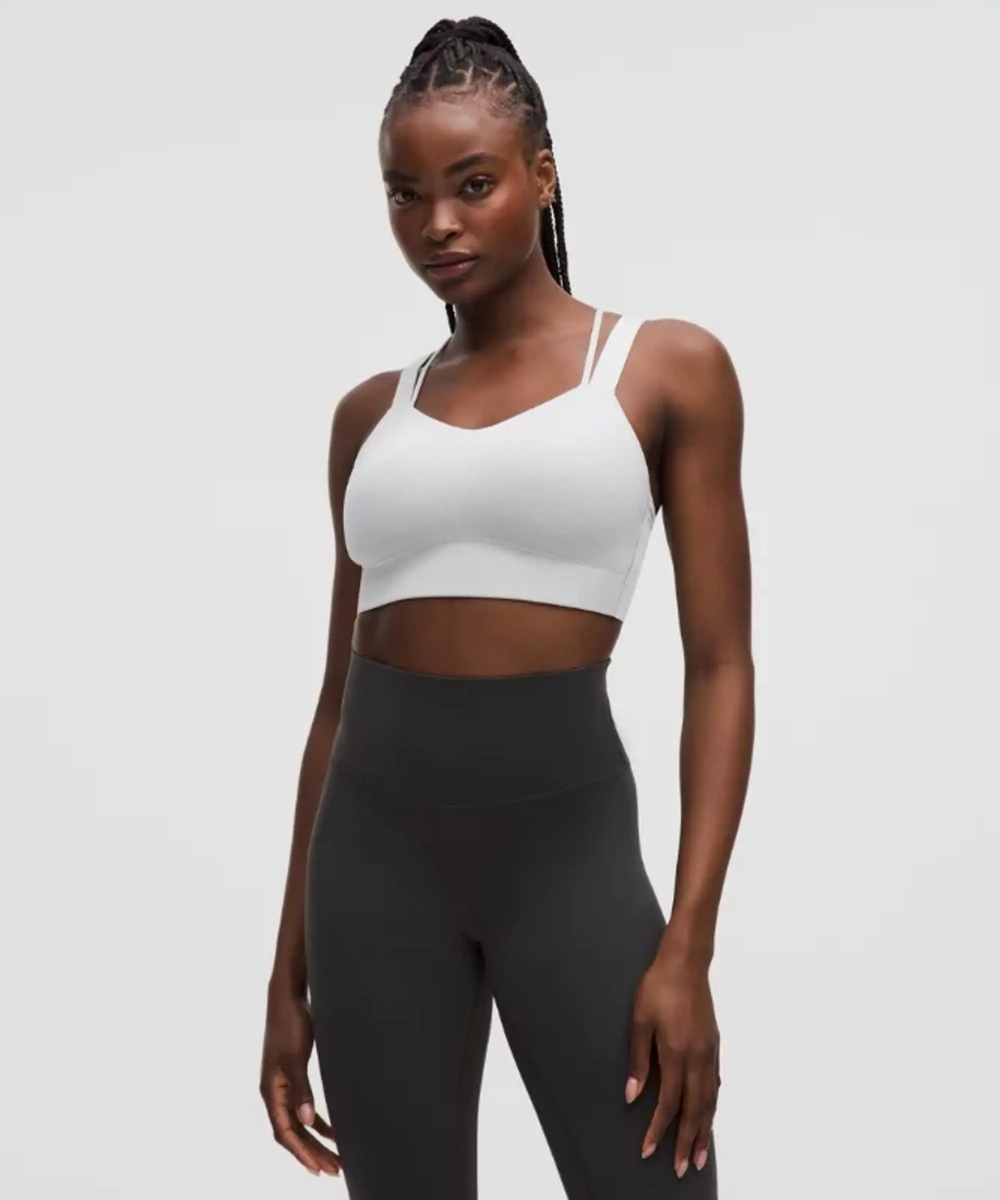 lululemon – Women's Like a Cloud Longline Sports Bra Light Support, D/DD Cup – Color Light Grey/Grey – Size 10
