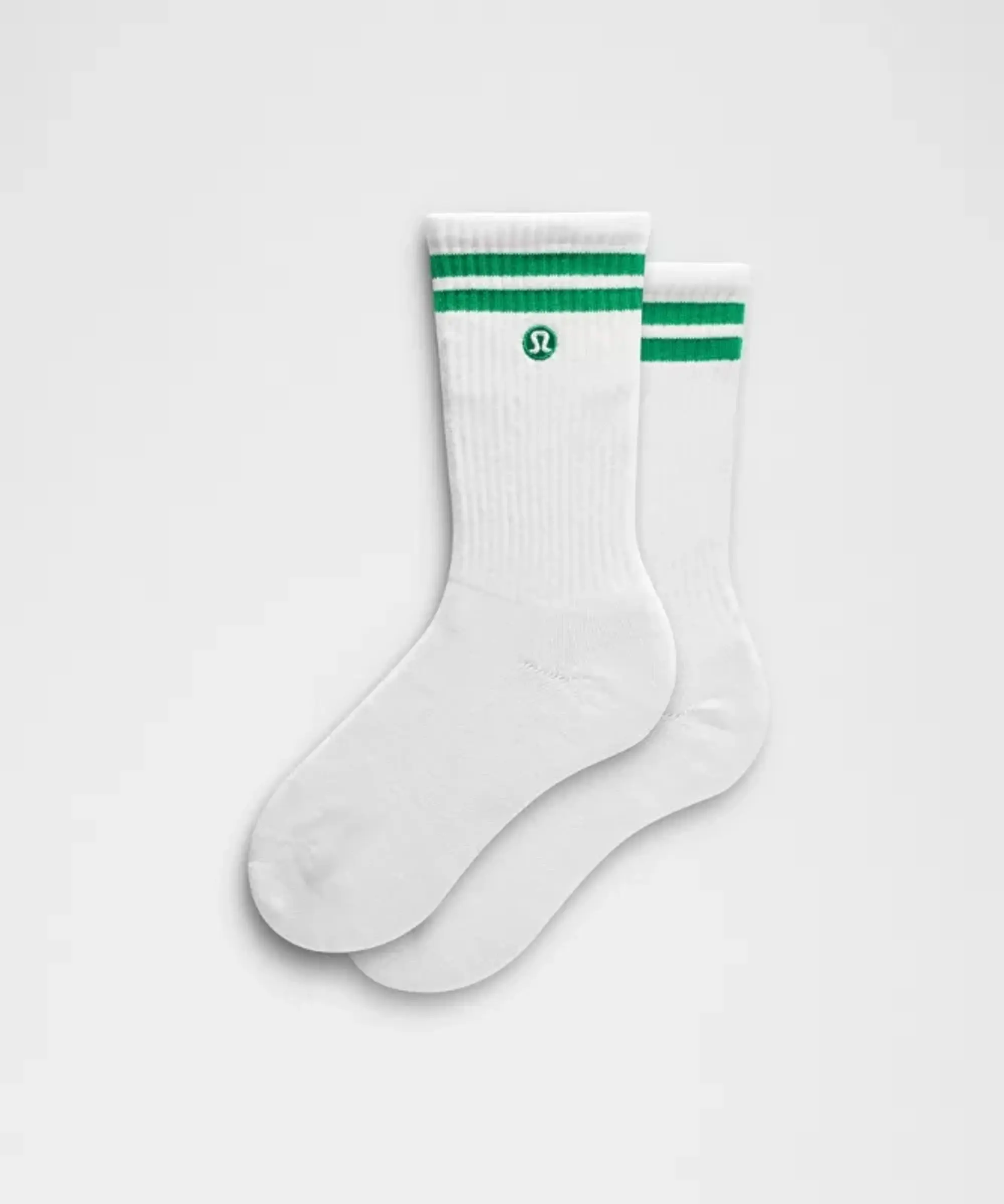 lululemon – Unisex Daily Essential Crew Socks Stripe – Color White/Green – Size L