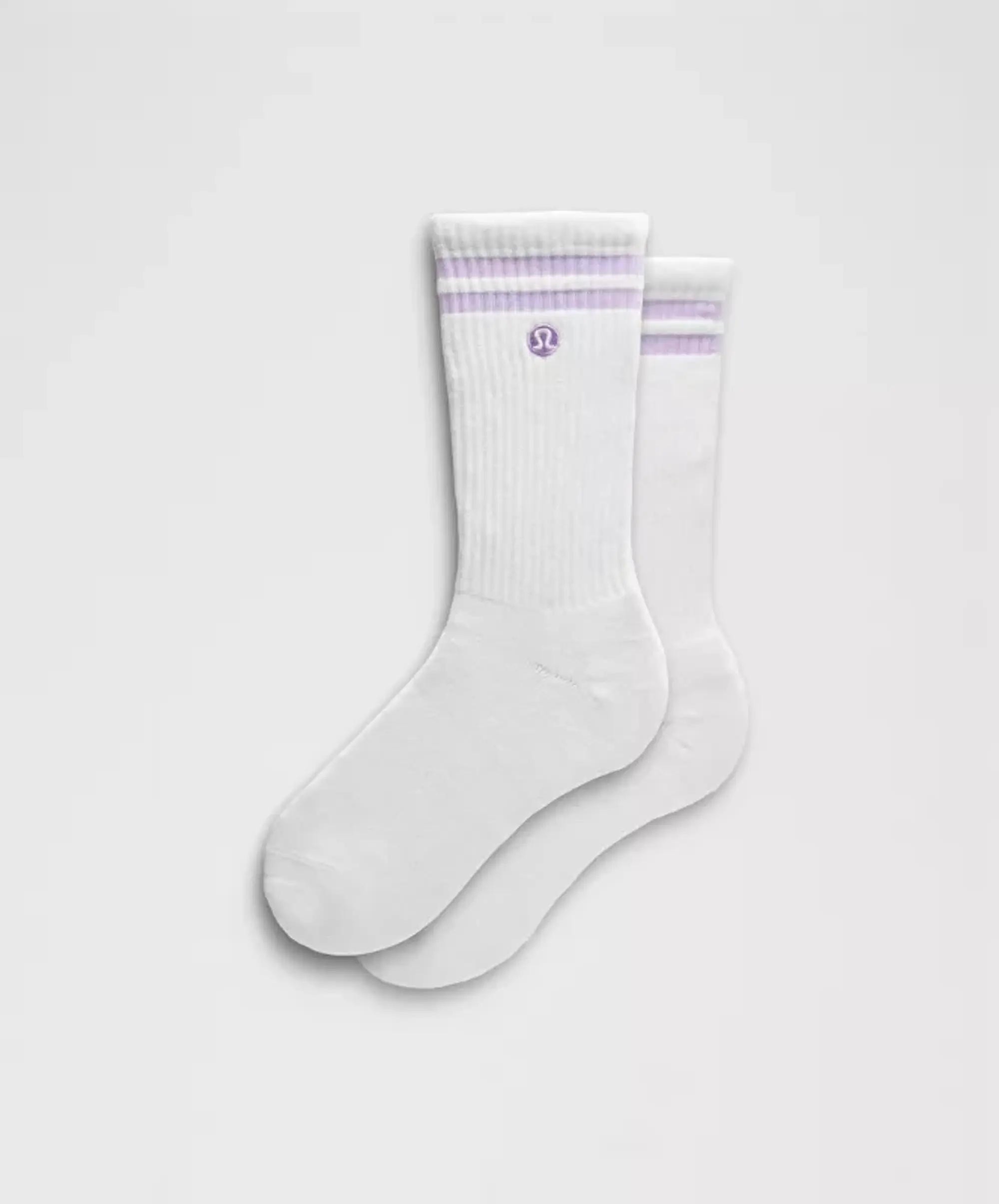 lululemon – Unisex Daily Essential Crew Socks Stripe – Color White – Size L