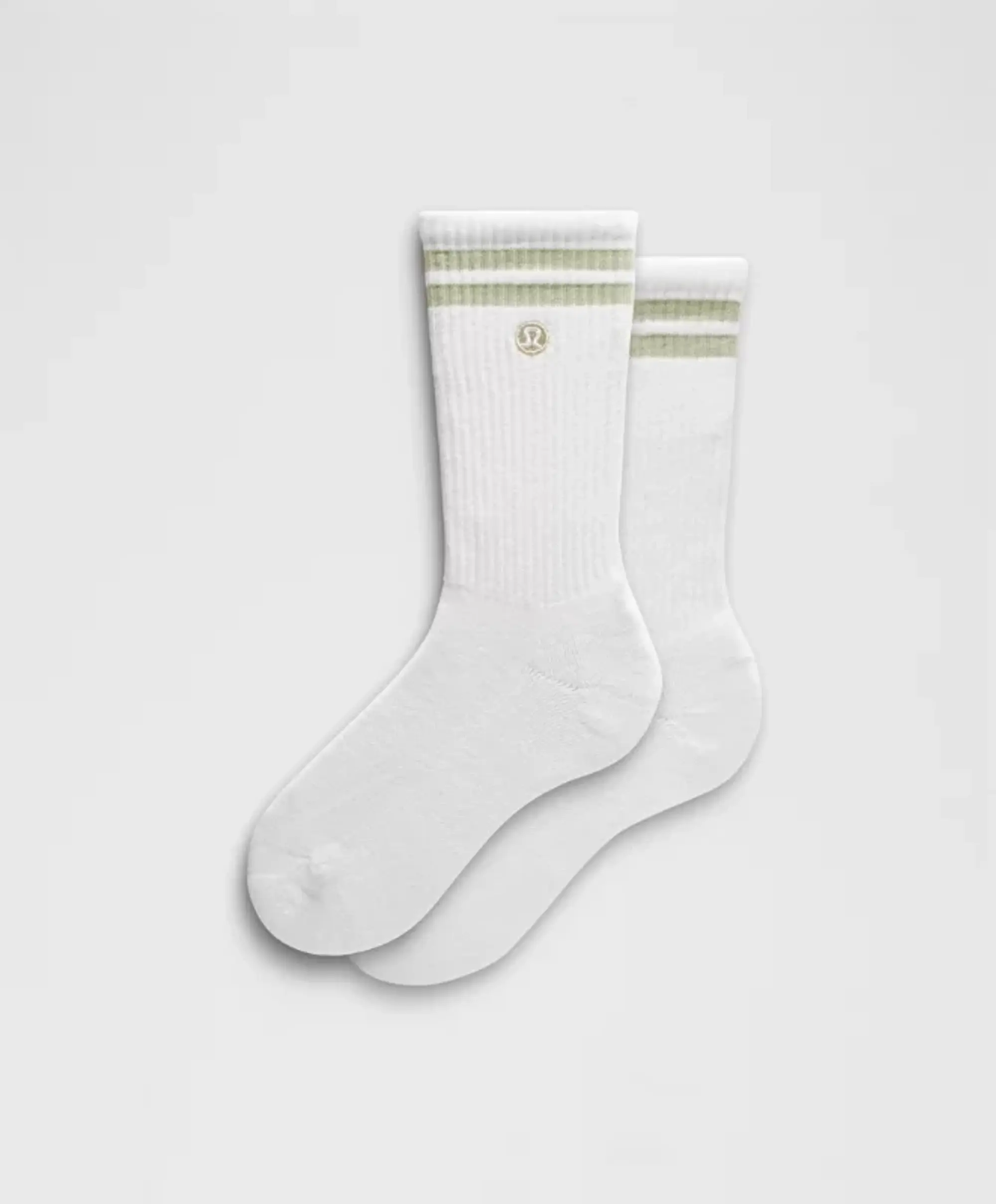 lululemon – Unisex Daily Essential Crew Socks Stripe – Color White/Green – Size L