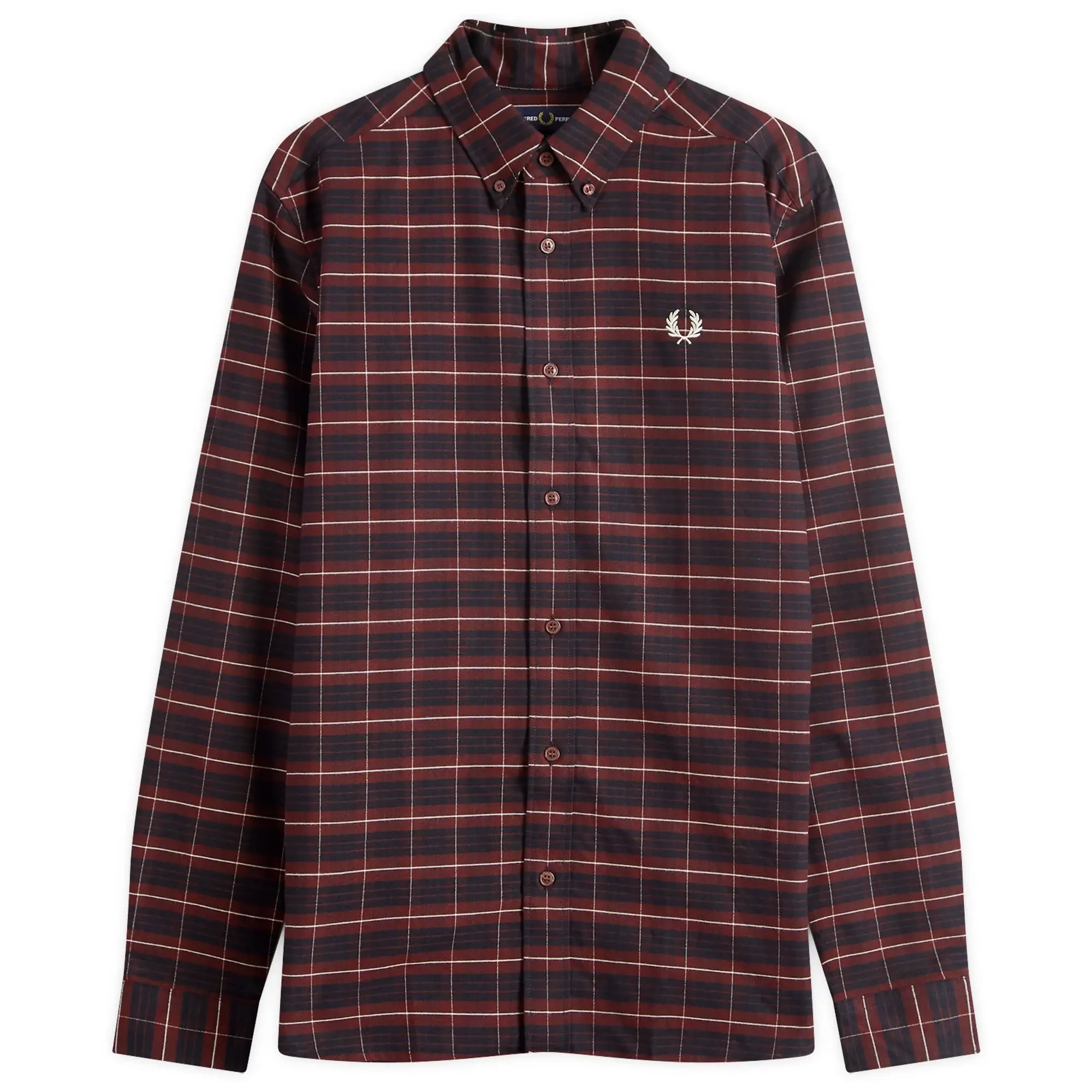 Fred Perry Men's Brushed Tartan Oxford Shirt Oxblood