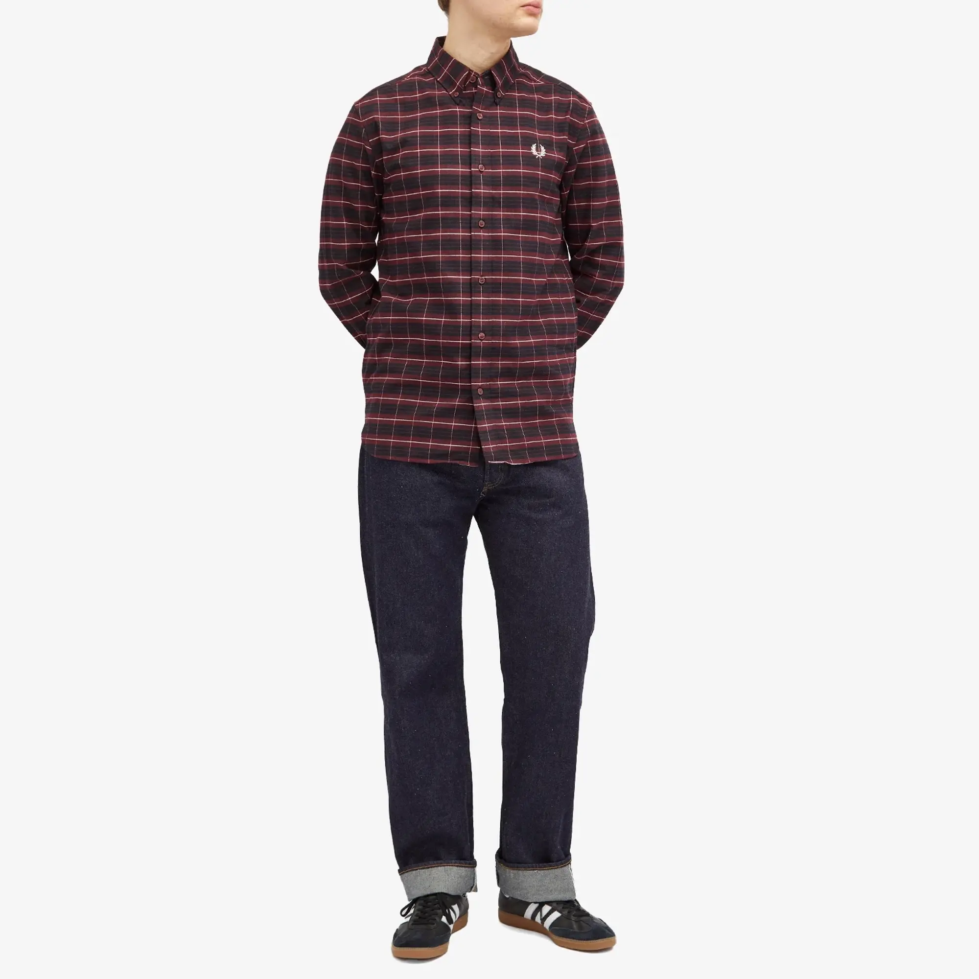 Fred Perry Men's Brushed Tartan Oxford Shirt Oxblood