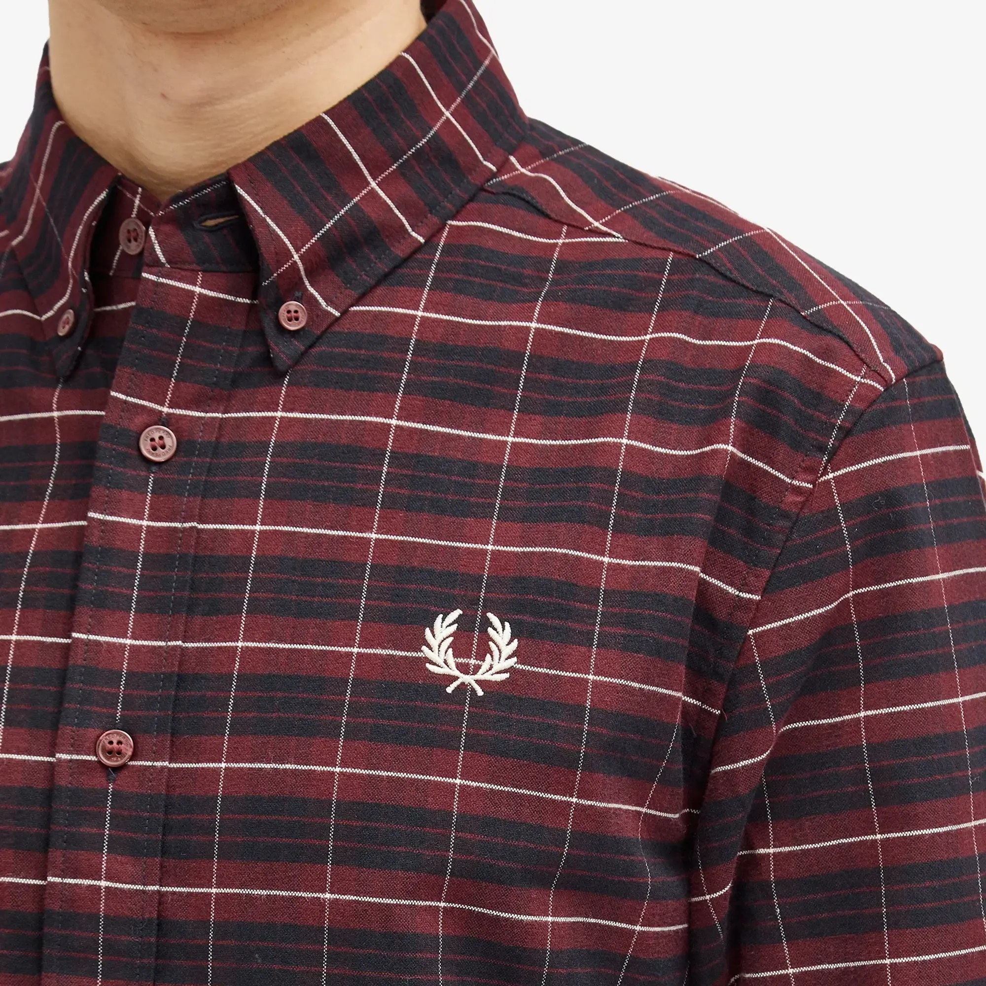 Fred Perry Men's Brushed Tartan Oxford Shirt Oxblood