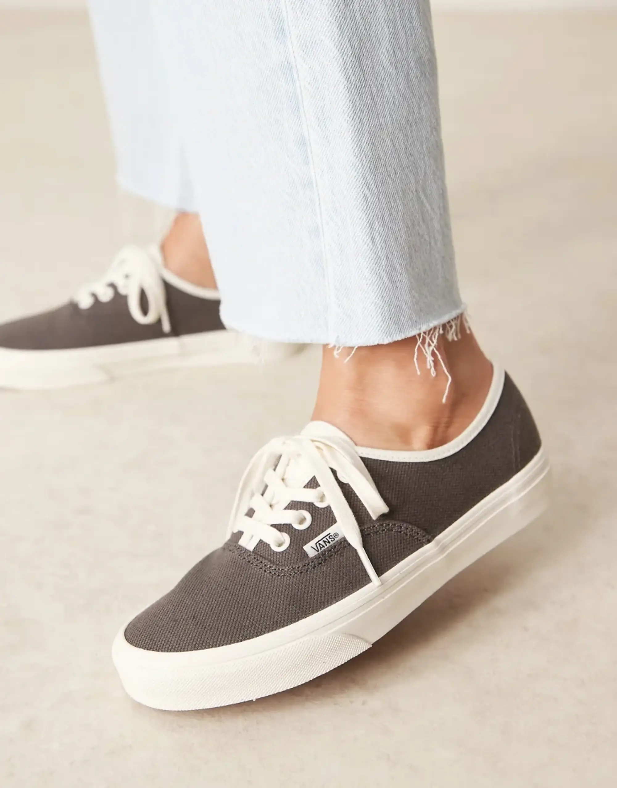 Vans Authentic Linen Trainers In Dark Brown