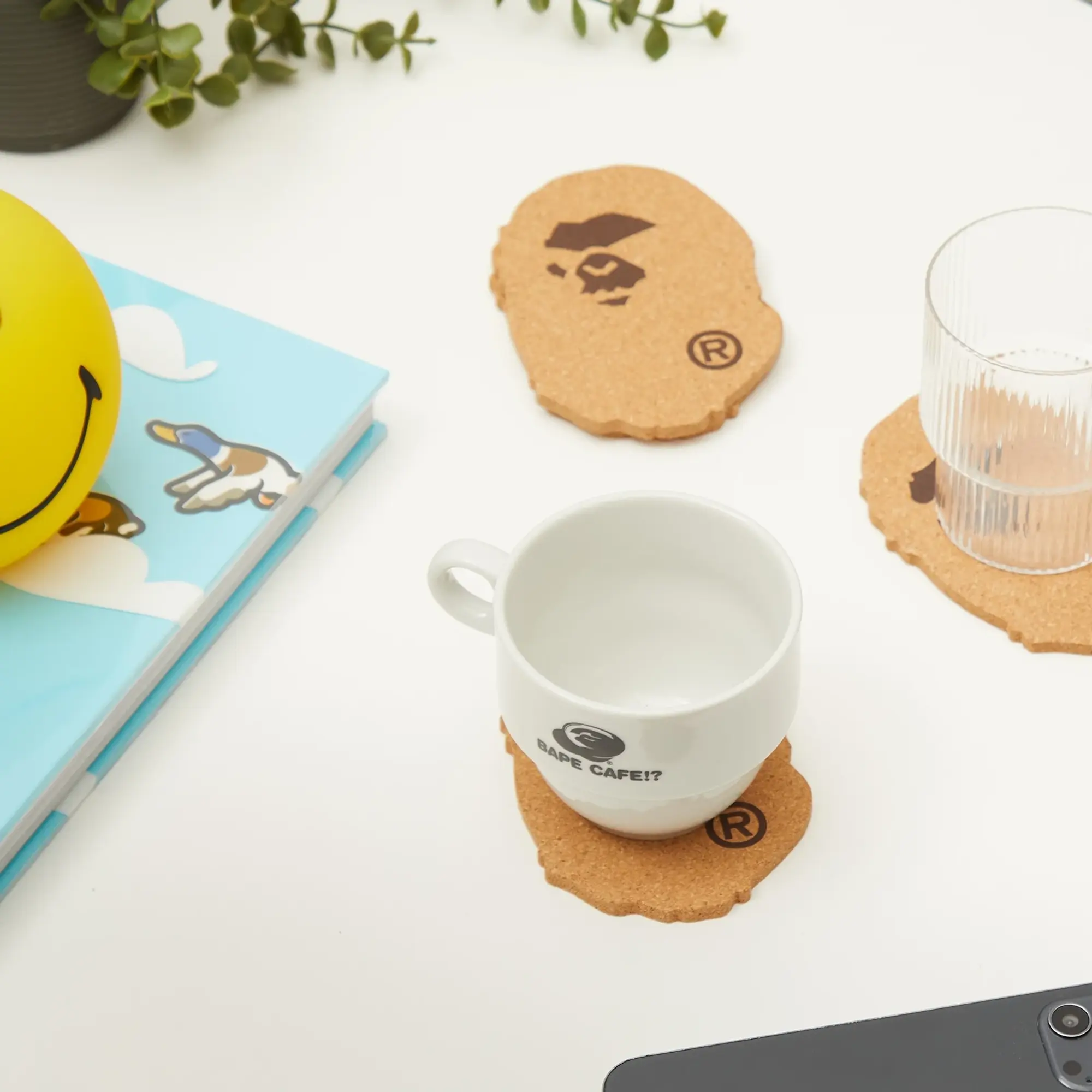 A Bathing Ape Men's Head Cork Coaster Beige