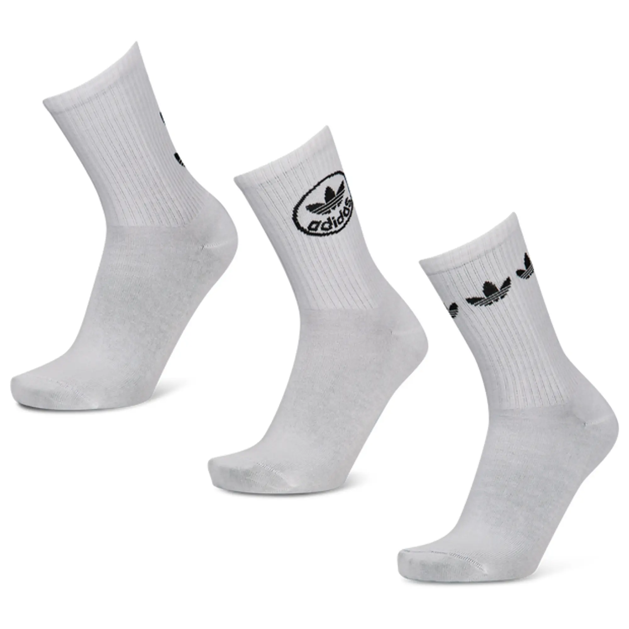 Adidas Mid Cut Crew 3 Pack Unisex Socks - White