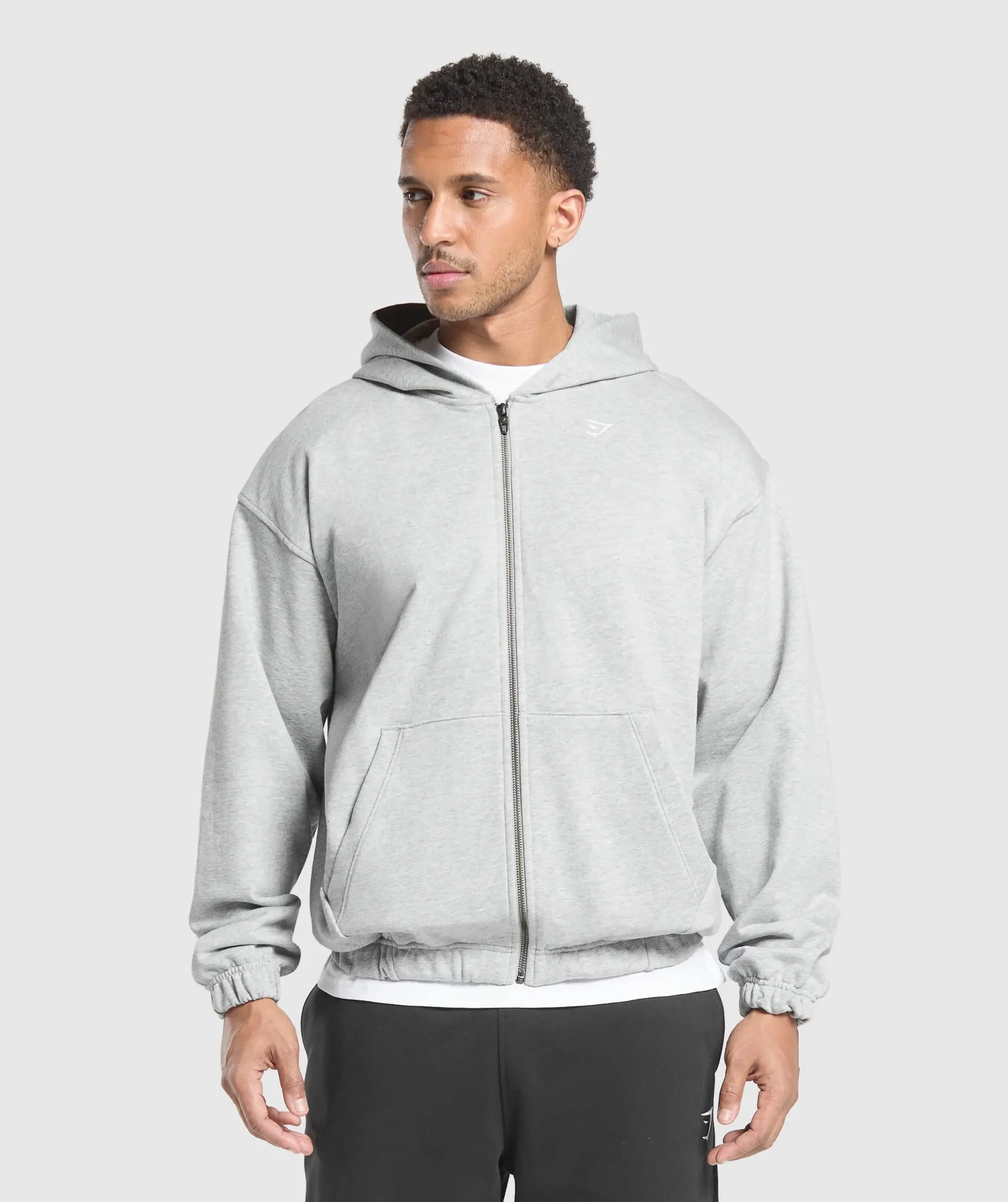  Rest Day Essentials Zip Hoodie - Light Grey Core Marl