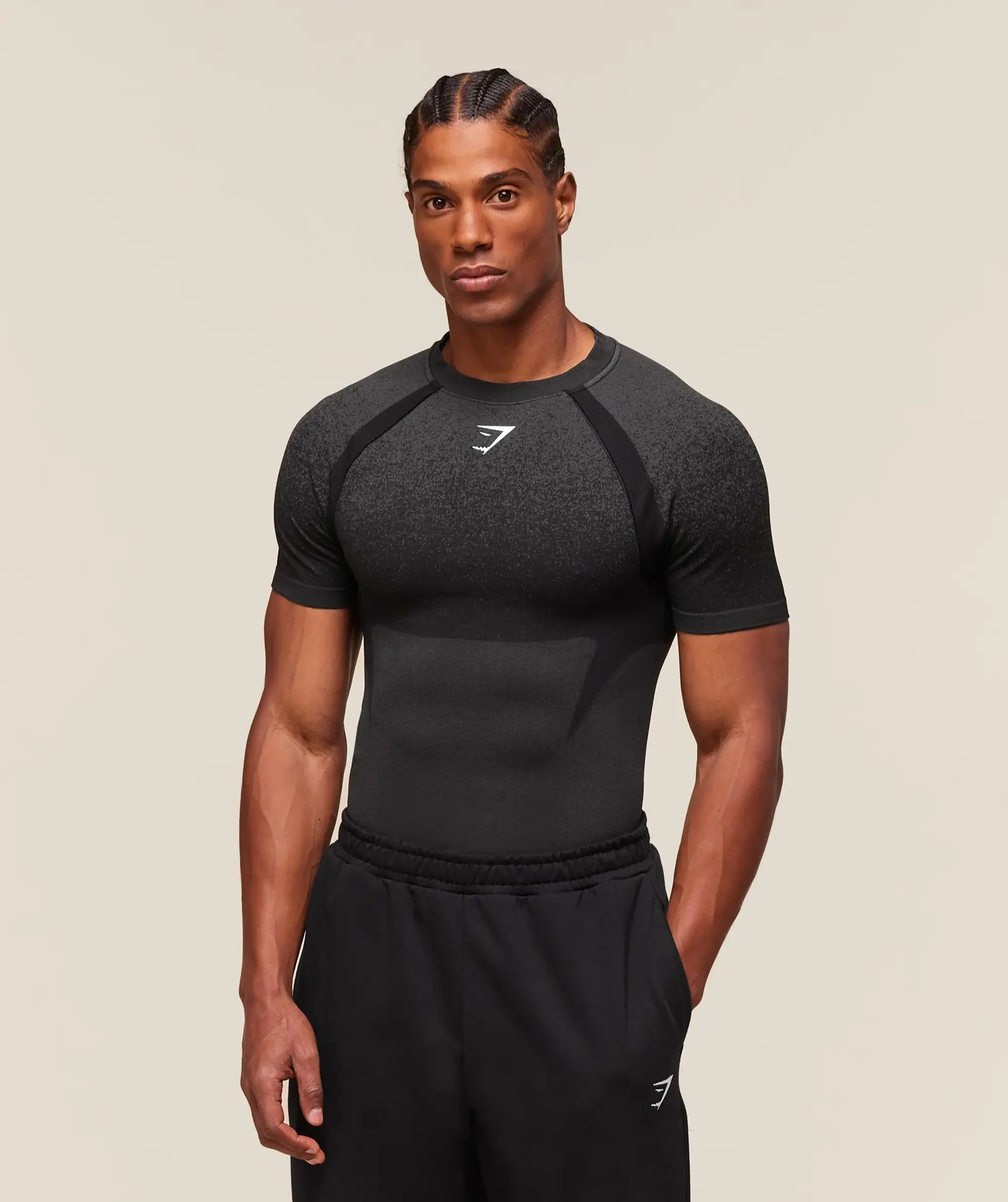  Shadow Seamless T Shirt - Black