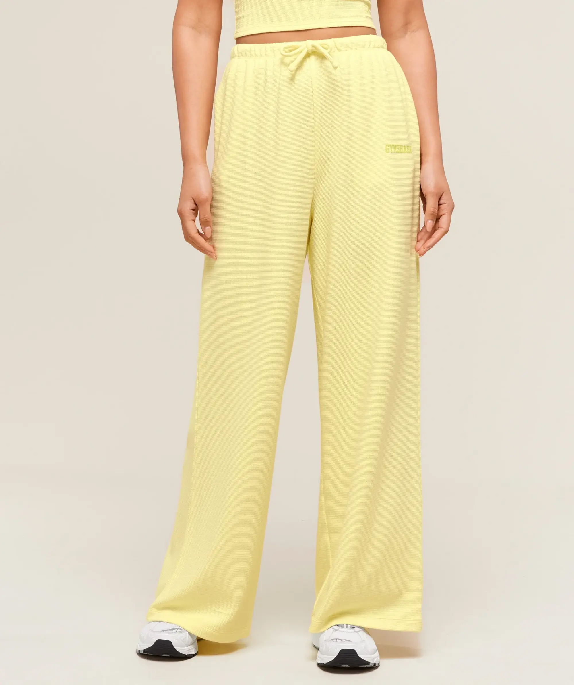  Waffle Wide Leg Pants - Refresh Yellow