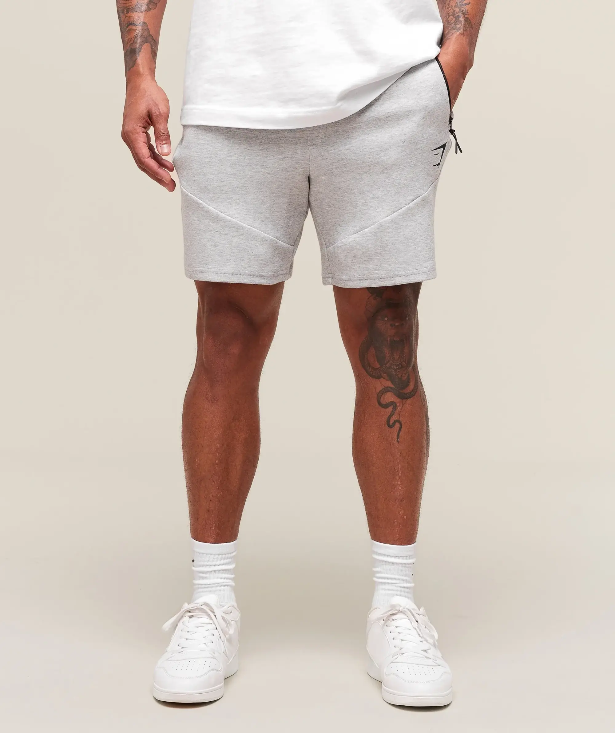  Interlock Tech 6" Shorts - Light Grey Core Marl