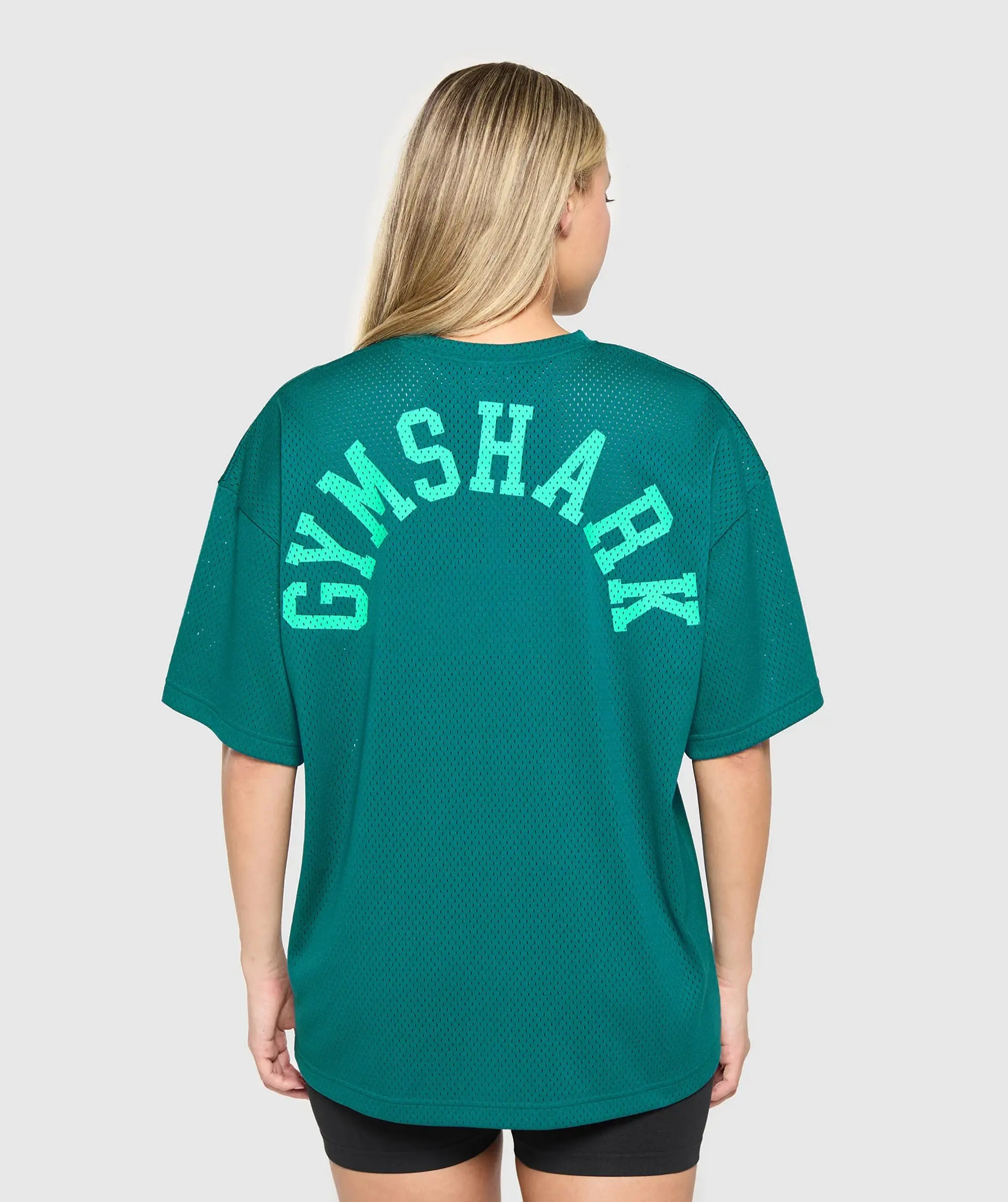  Mesh Graphic Oversized T-Shirt - Functional Teal