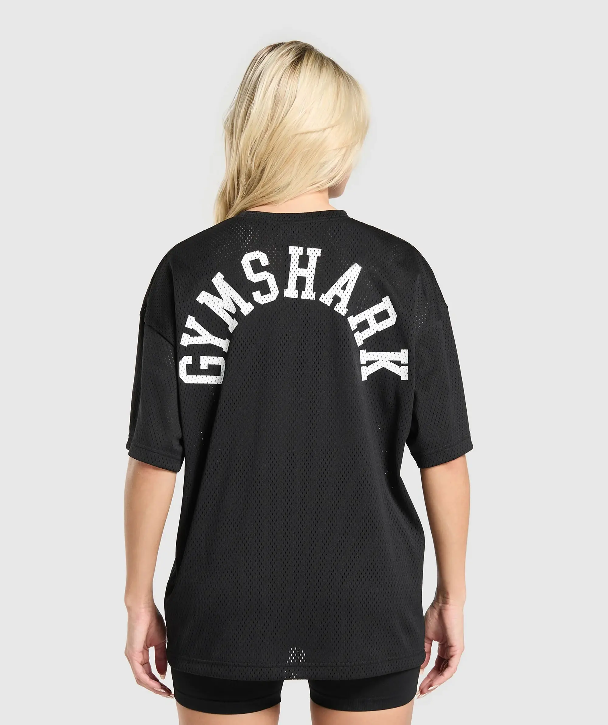  Mesh Graphic Oversized T-Shirt - Black