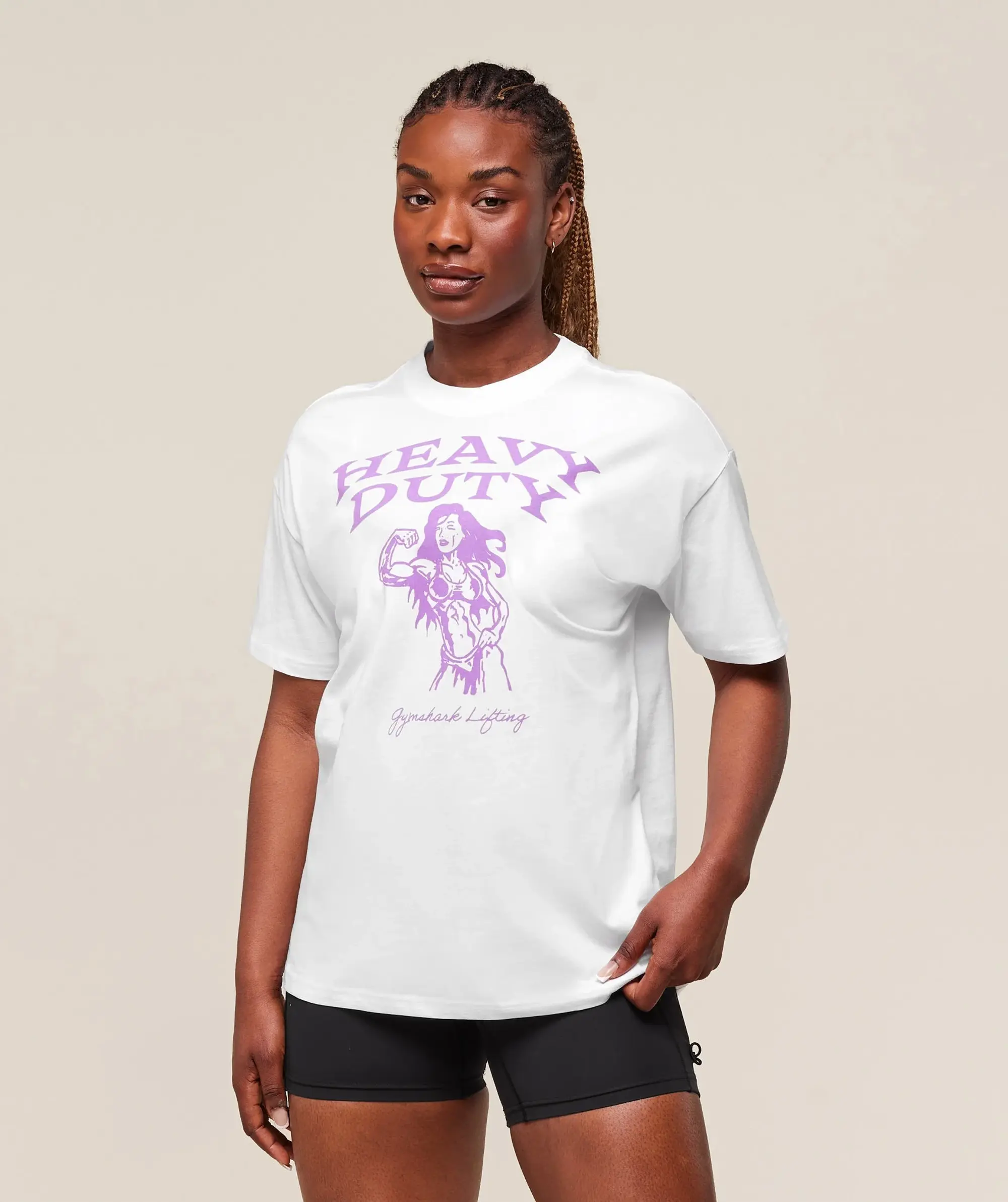  Heavy Duty Graphic Oversized T-Shirt - White